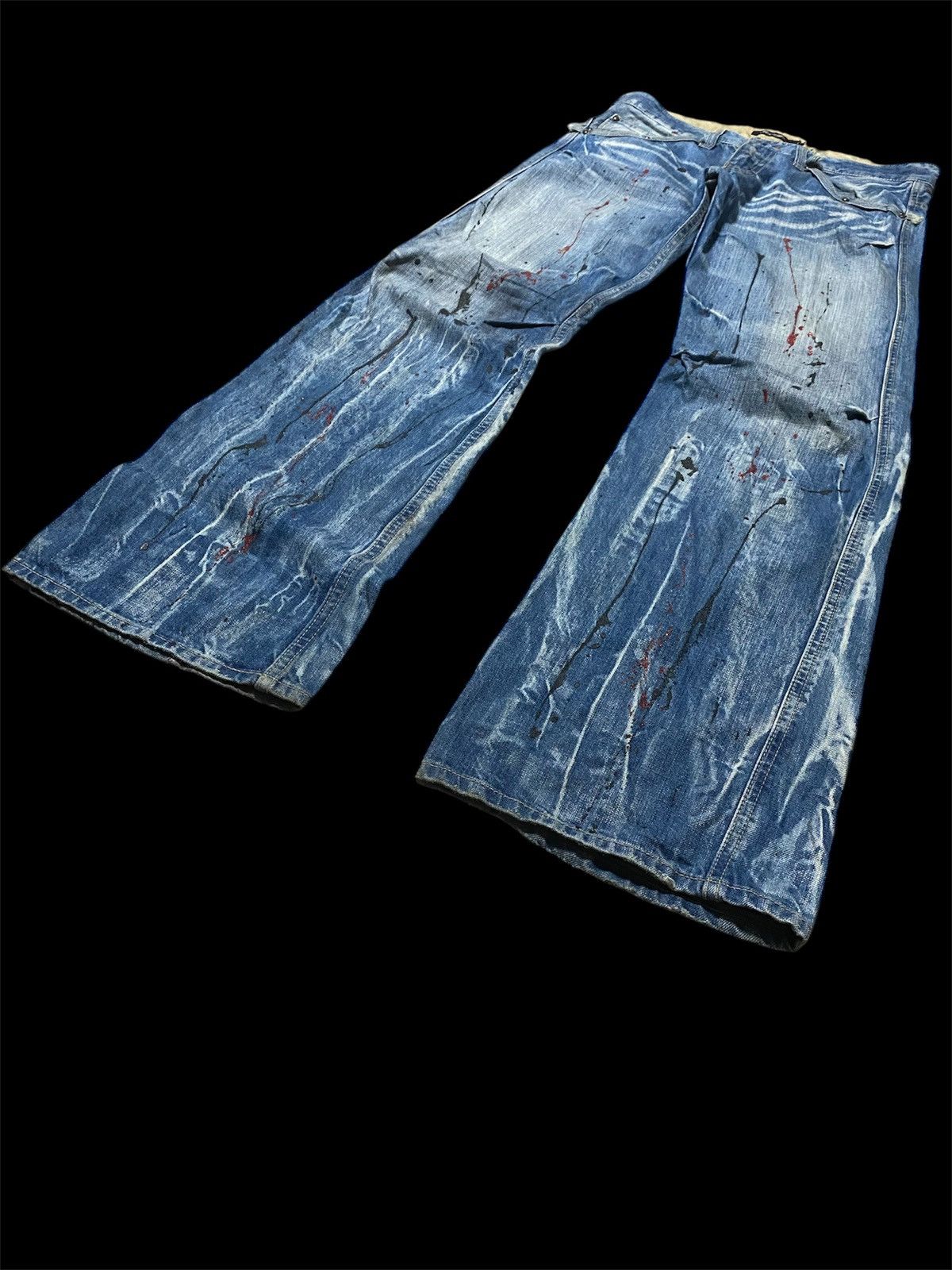 Japanese Brand 💥JEANS SPLATTER PAINT SPLASHES💥 Size US 32 / EU 48 - 3 Thumbnail