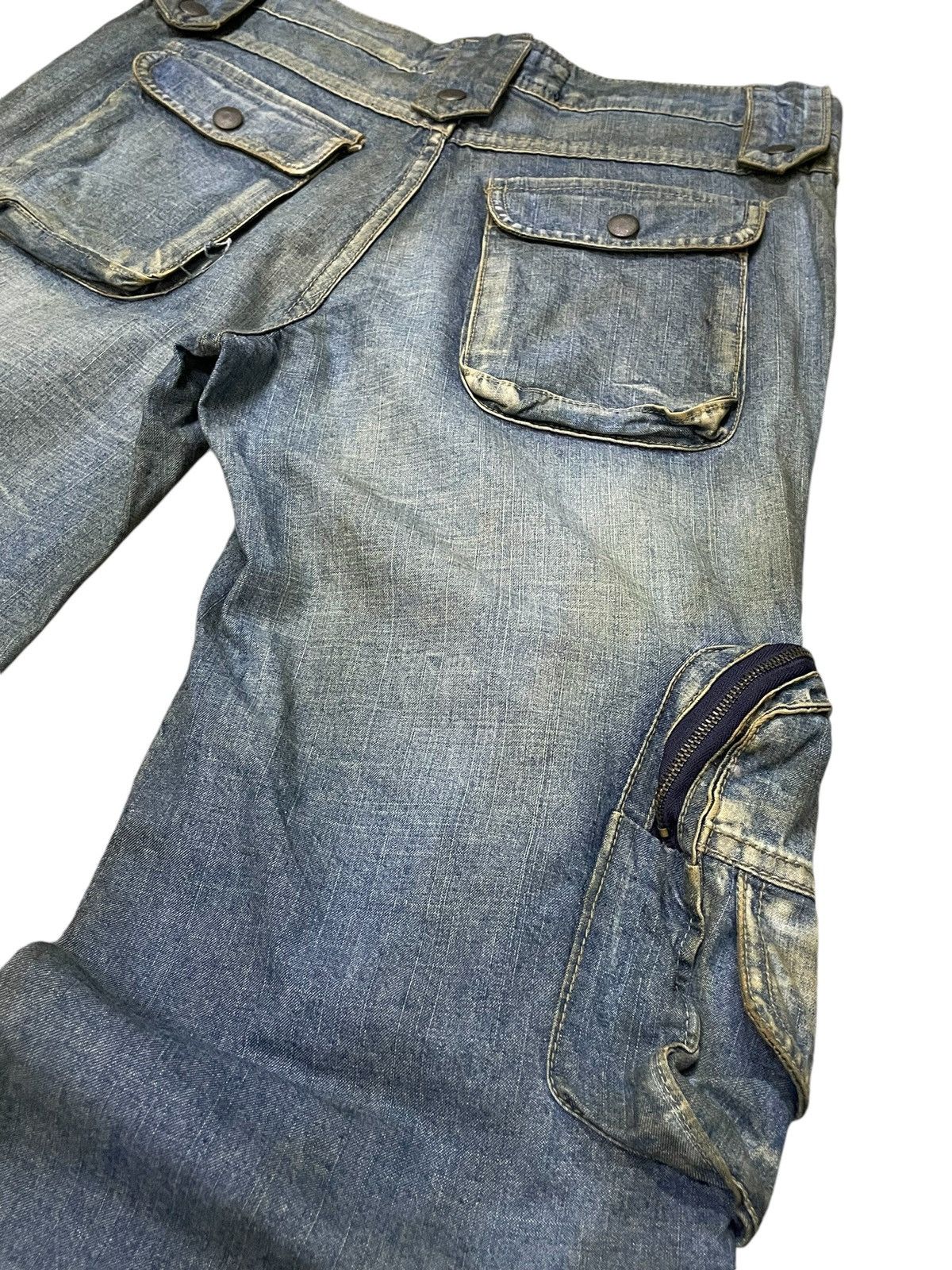 Hysteric Glamour × Japanese Brand × Le Grande Bleu (L.G.B.) Super Flared Authentic & Couture Mud Wash Multi Pocket Jeans Size US 30 / EU 46 - 17 Thumbnail