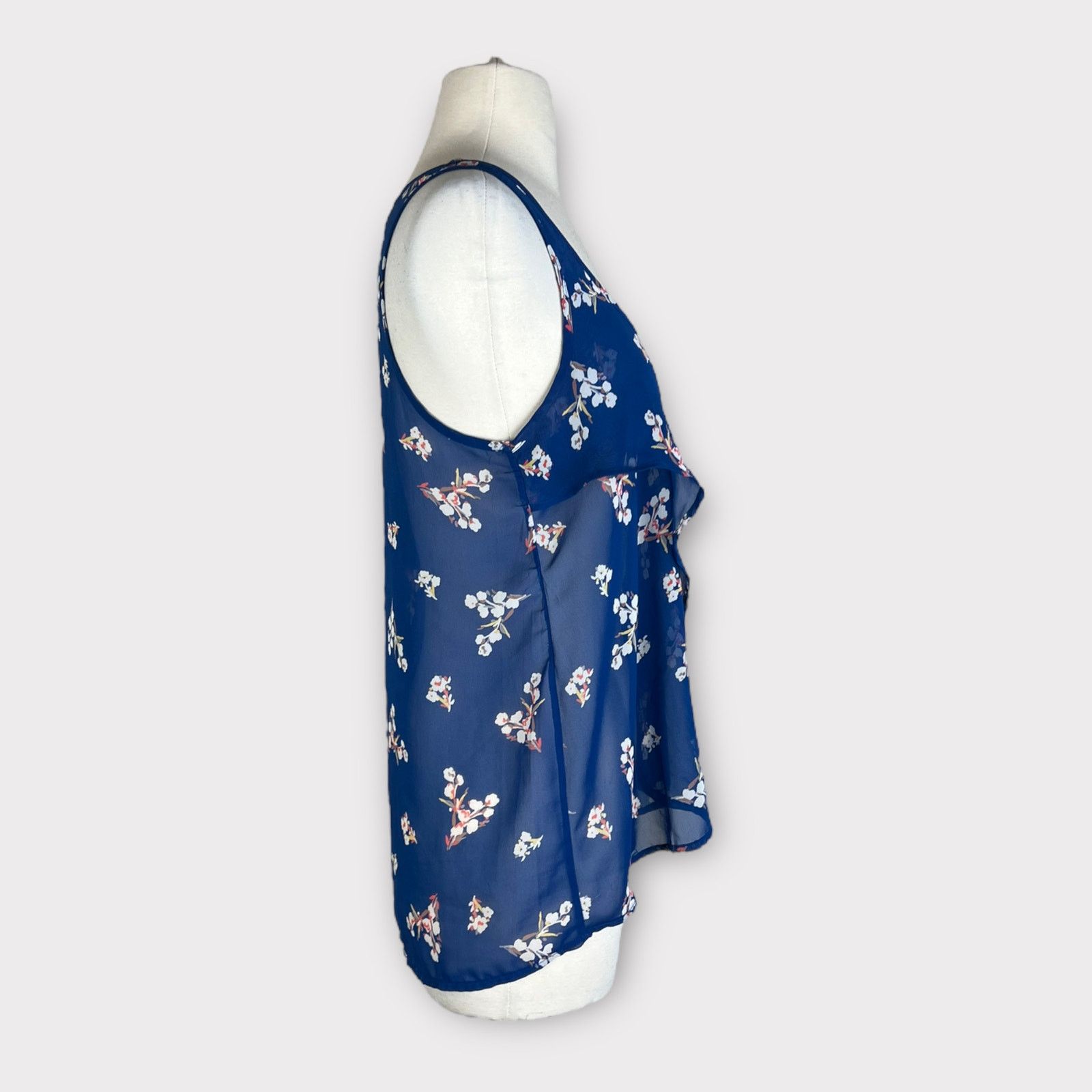 Vintage Lush | Vintage Y2K Floral Sheer Blue Tank Top | Small Size S / US 4 / IT 40 - 2 Thumbnail