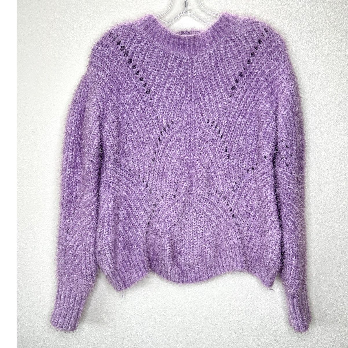 Other Aqua Light Purple Fuzzy Loose Knit Mock Neck Sweater S Size S / US 4 / IT 40 - 2 Thumbnail