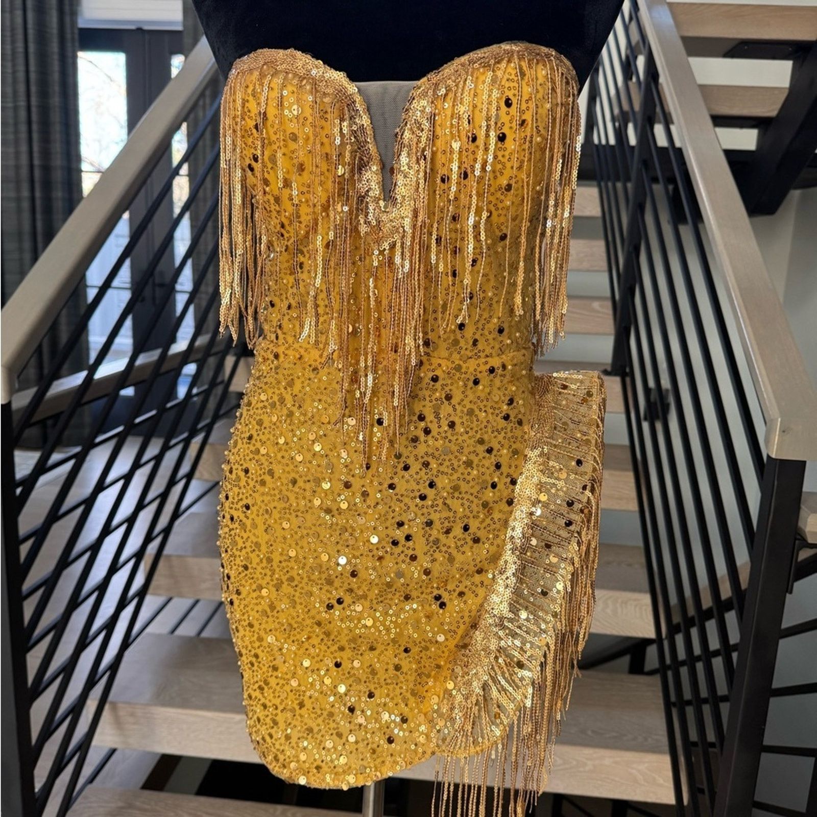 Other New Handmade Gold Sequin Strapless Dress size XS Size XS / US 0-2 / IT 36-38 - 8 Thumbnail