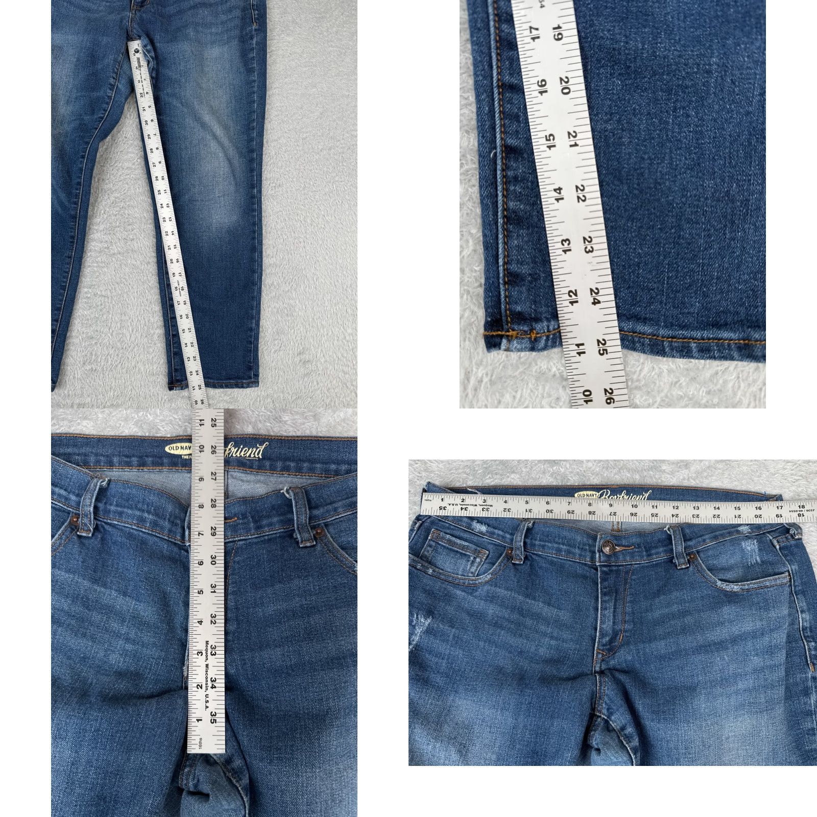 Old Navy Old Navy Jeans Womens 11 Blue Denim Boyfriend Distressed Low Rise Tapered 34x25 Size 32" / US 10 / IT 46 - 8 Thumbnail