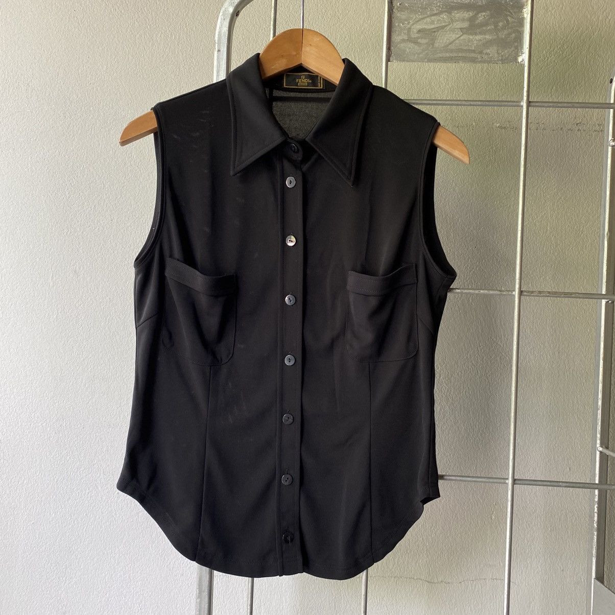Fendi FENDI Black Sleeveless Soft Shirt Size M / US 6-8 / IT 42-44 - 2 Thumbnail
