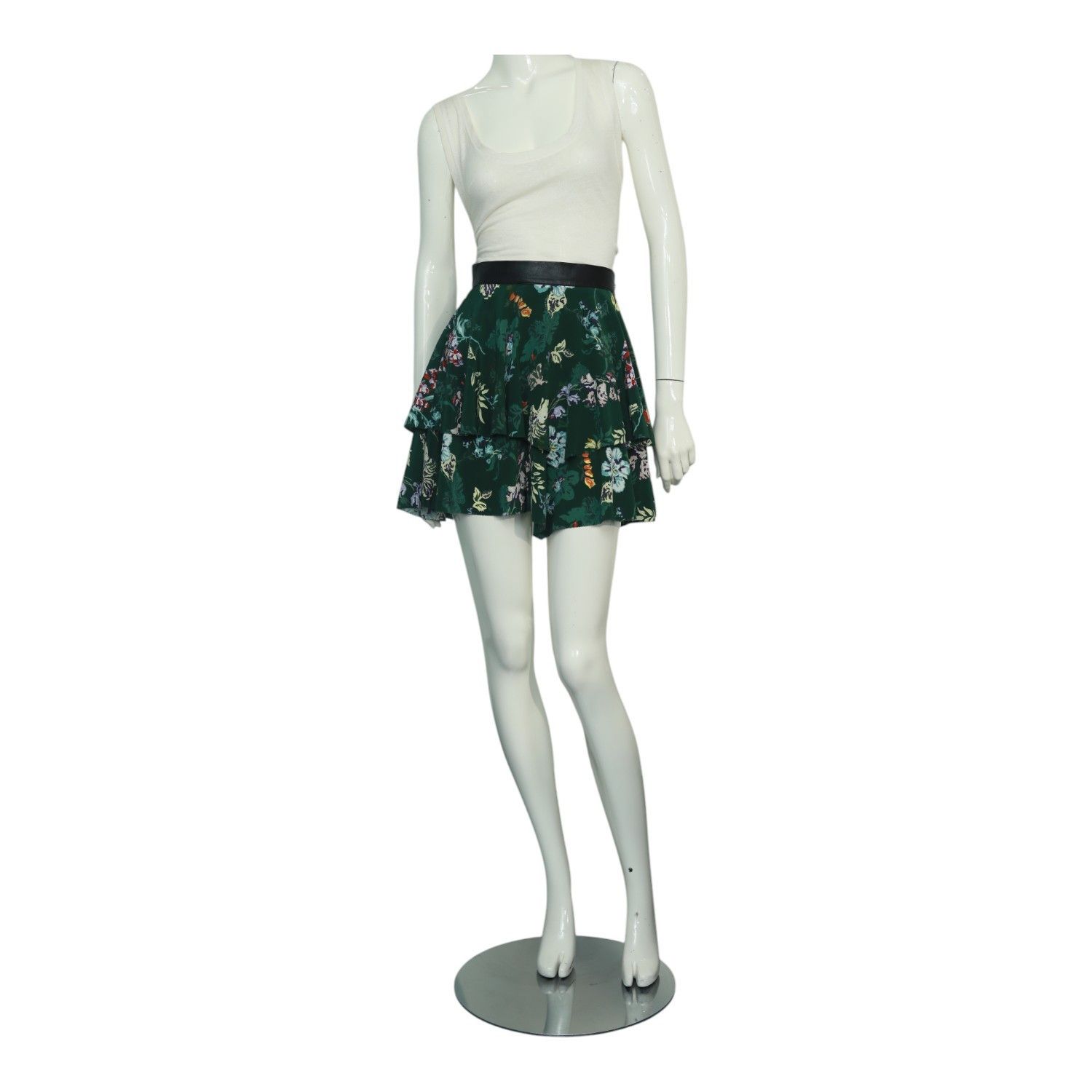 Zadig & Voltaire Zadig & Voltaire Jim Print 100%Silk Green Floral Skirt Size 24" / US 00 / IT 34 - 1 Thumbnail