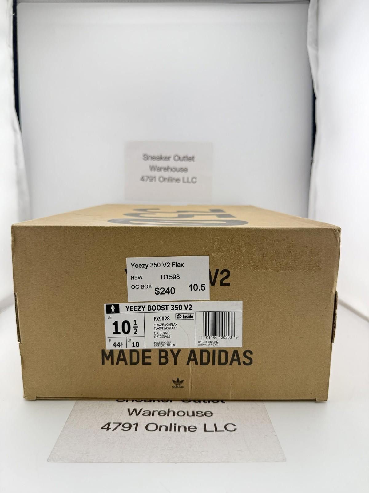 Adidas Yeezy 350 V2 Flax US 10.5 New with Box FX9028 Size US 10.5 / EU 43-44 - 6 Thumbnail