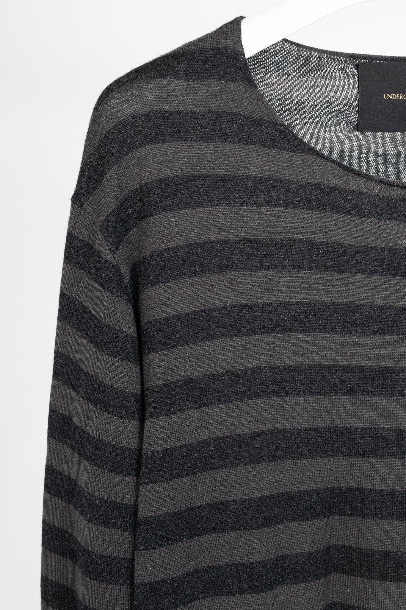 Undercover Undercover Grey & Black Striped Silk & Cashmere Pullover Size US L / EU 52-54 / 3 - 5 Thumbnail