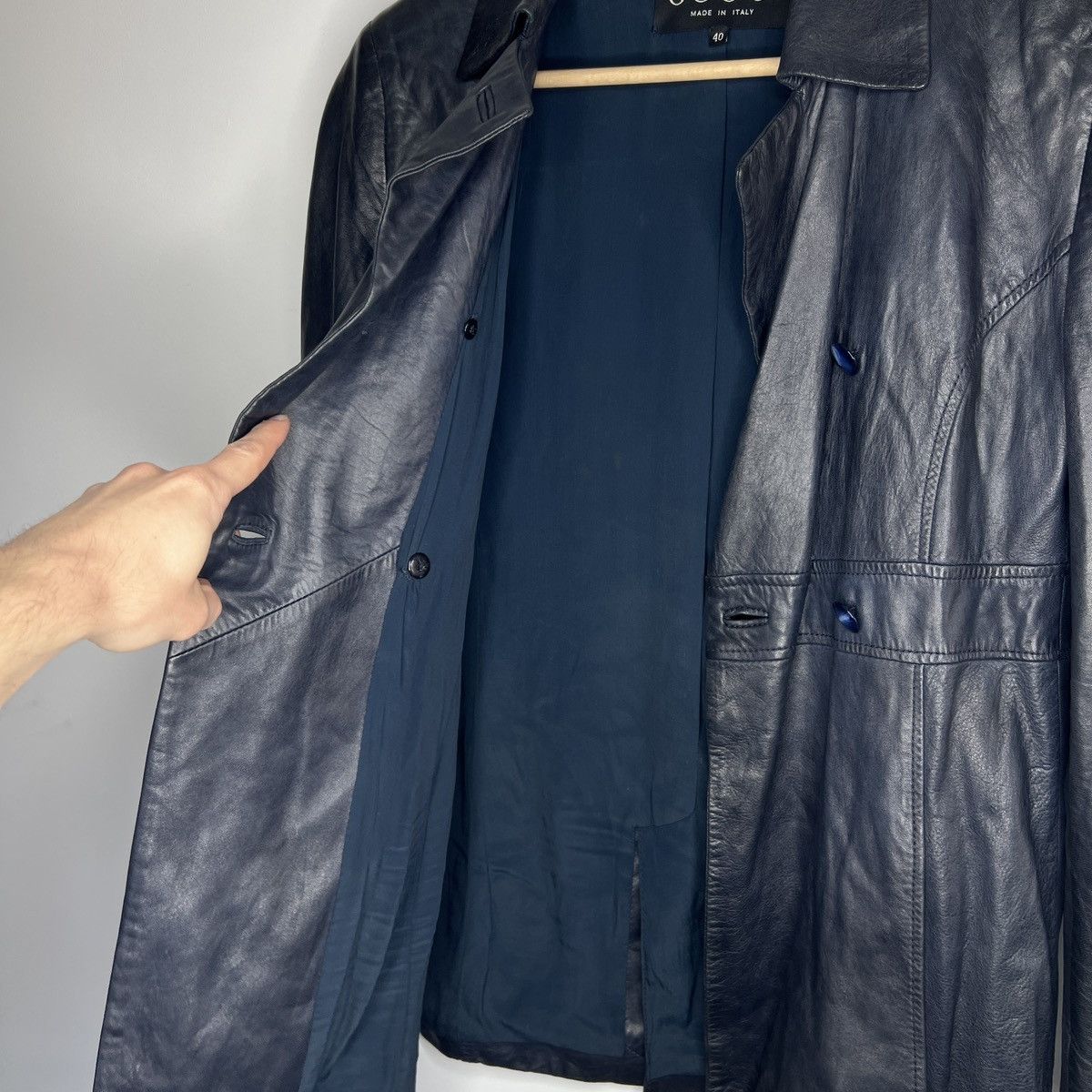 Gucci Gucci Tom Ford Vintage Leather Jacket Coat Dark Navy Y2K Size S / US 4 / IT 40 - 7 Thumbnail