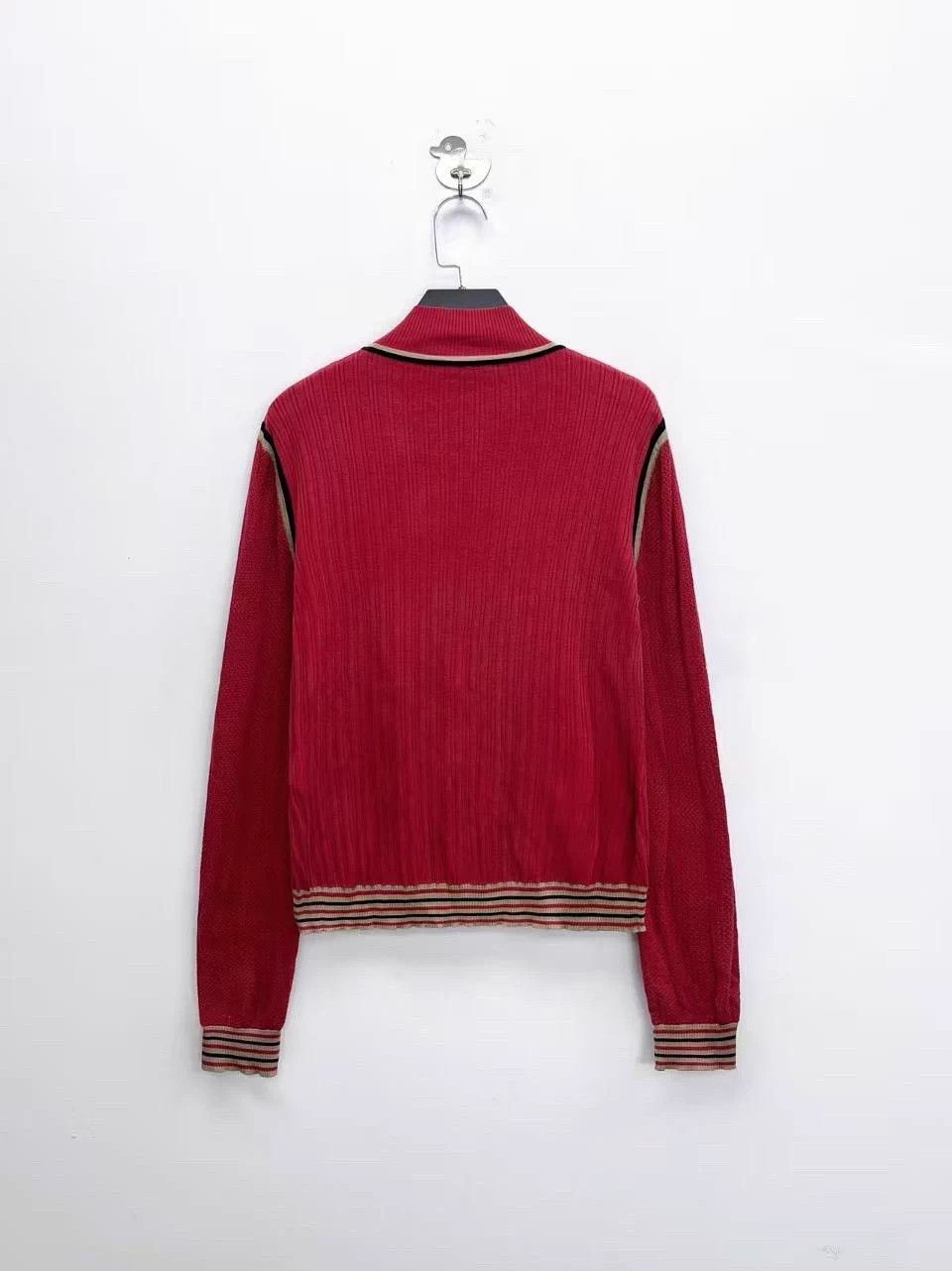 Fendi Fendi red silk stripe hem FF logo knit sweater Size M / US 6-8 / IT 42-44 - 2 Thumbnail