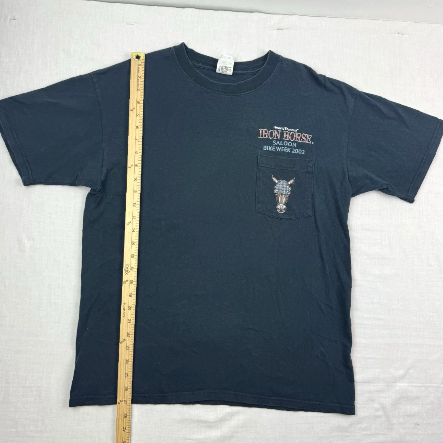 Anvil VINTAGE Iron Horse Saloon Shirt Adult Large Black Bike Week 2002 Y2K Metal Mens Size US L / EU 52-54 / 3 - 7 Thumbnail