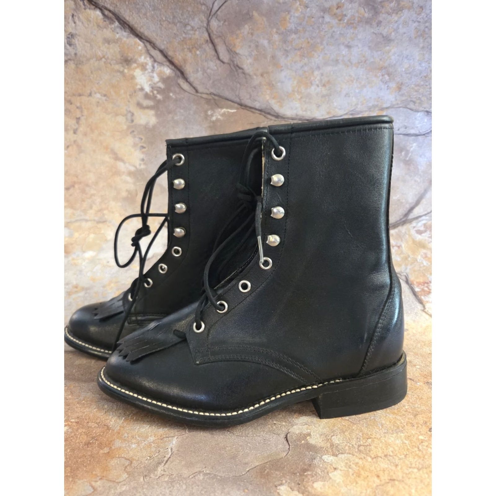 Vintage VINTAGE Laredo Black Western Laceup Boots Womens 5.5 Unworn Size US 6 / IT 36 - 7 Thumbnail