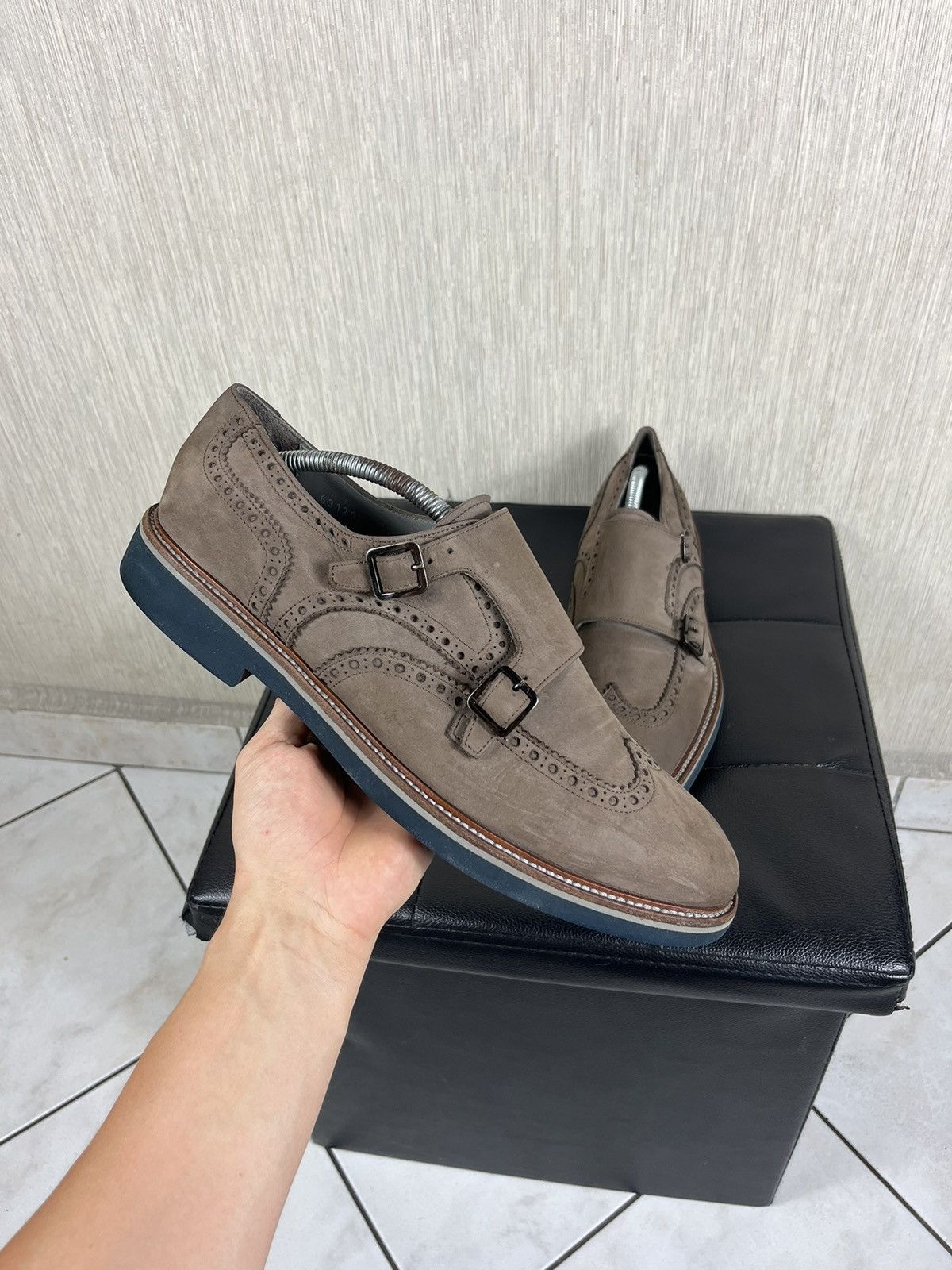 Canali × Designer Canali Italy monk strap leather shoes classic suede loafers Size US 12 / EU 45 - 3 Thumbnail