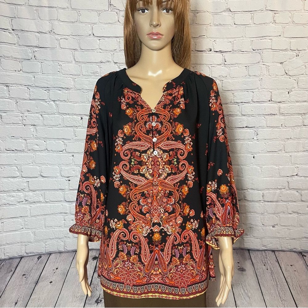 Other NWT New Figueroa & Flower Paisley Placement Print 3/4 Sleev Size 3XL / US 20-22 - 3 Thumbnail