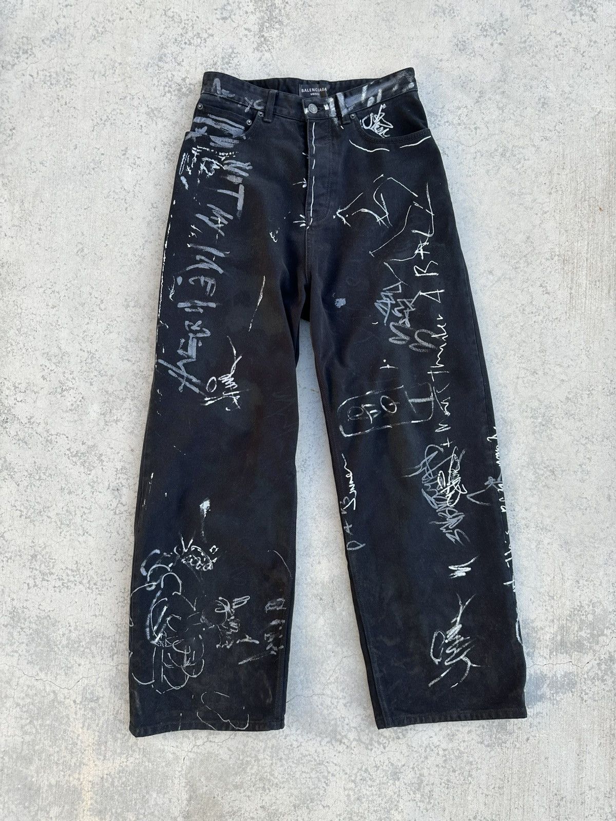Balenciaga Balenciaga SS23 Black Graffiti baggy Size:XXS Size US 32 / EU 48 - 1 Thumbnail