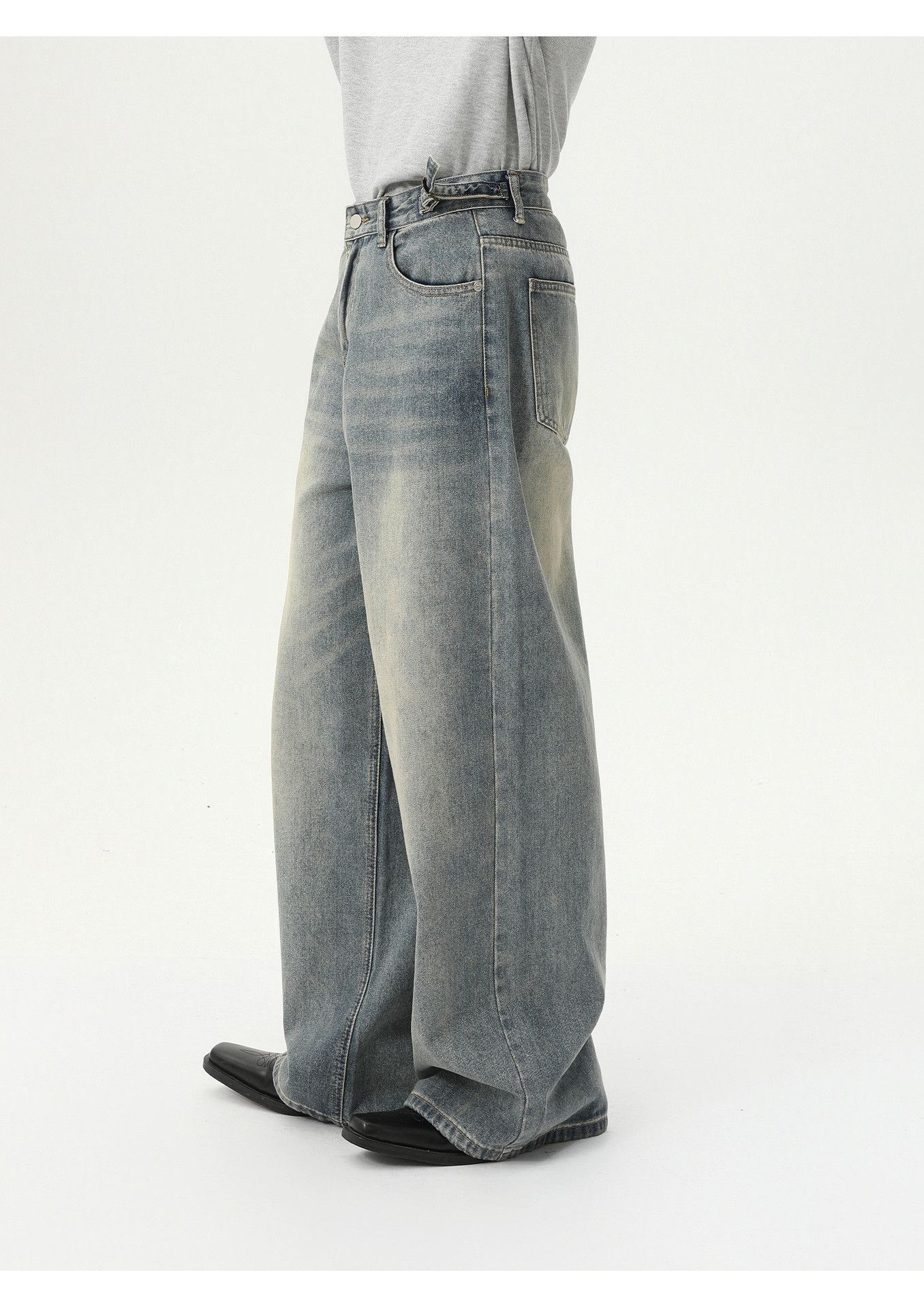 Vintage Men's wide-leg distressed loose straight washed jeans Size US 32 / EU 48 - 4 Thumbnail