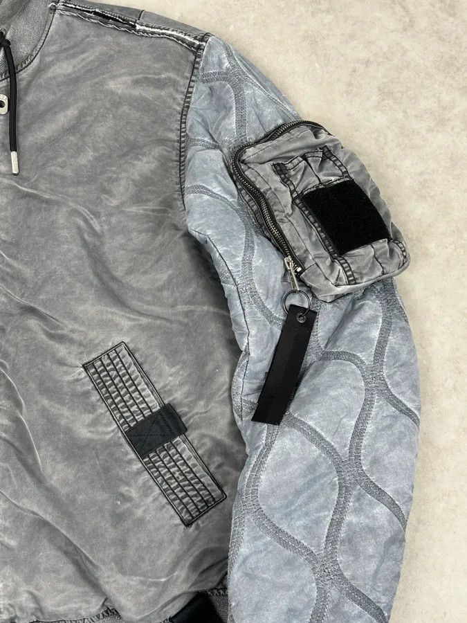 Diesel Diesel Hooded Grey Quilted Sleeves Bomber Jacket Size US M / EU 48-50 / 2 - 8 Thumbnail