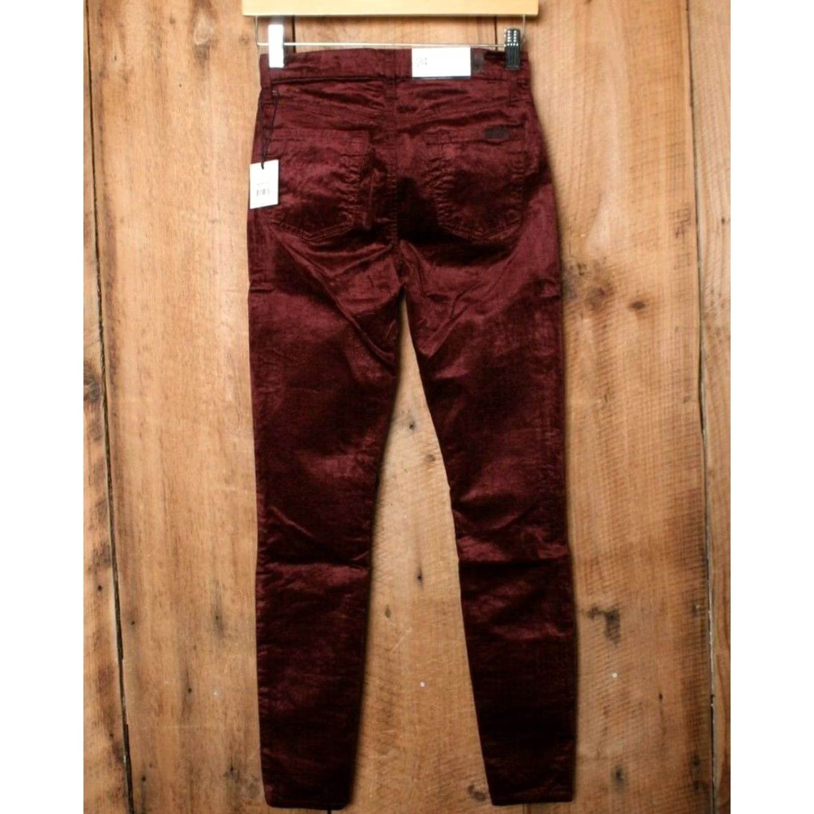 7 For All Mankind 7 FOR ALL MANKIND The Ankle Skinny Merlot Red Velvet Jeans Sz. 24 Womens Skinny Jeans Velvet Cotton Blend 7 For All Mankind Red Velvet 24 Womens Size 42" / US 20 - 2 Thumbnail
