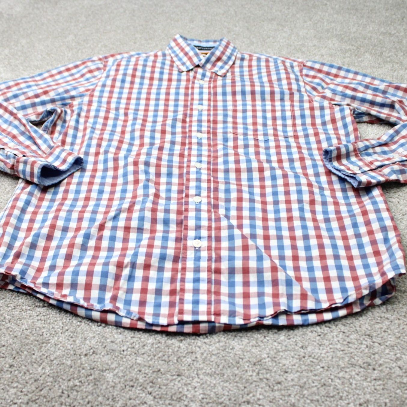 Vintage Tailor Vintage Shirt Mens Medium Red/Blue Plaid Button-Down Long Sleeve Casual Workwear Cotton Flex Size US M / EU 48-50 / 2 - 3 Thumbnail