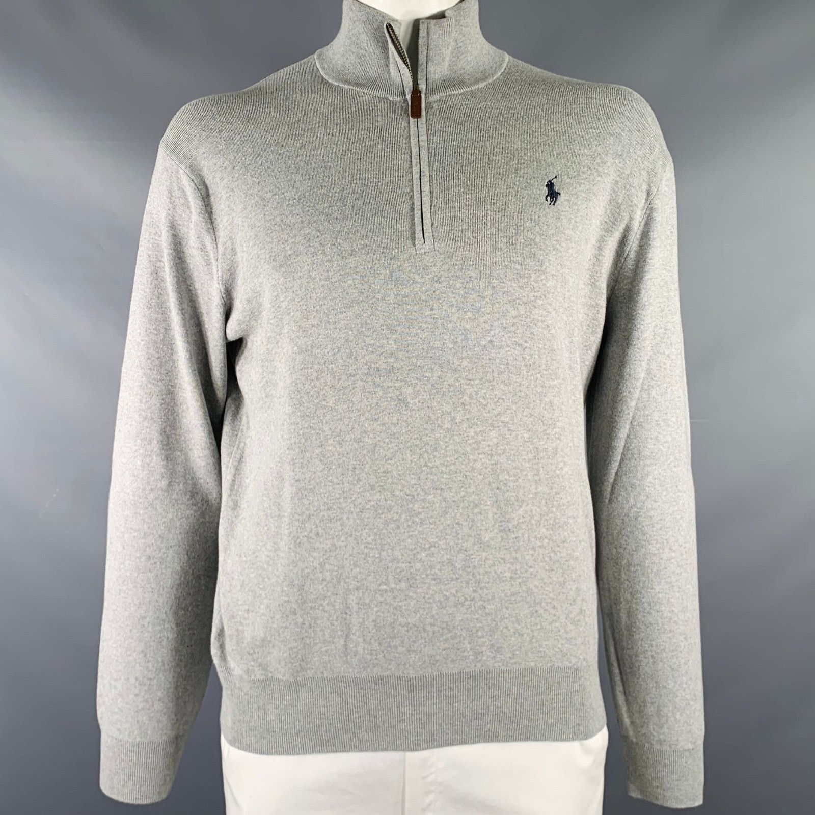 Polo Ralph Lauren Size L Grey Heather Cotton 1/4 Zip Pullover Size US L / EU 52-54 / 3 - 1 Thumbnail