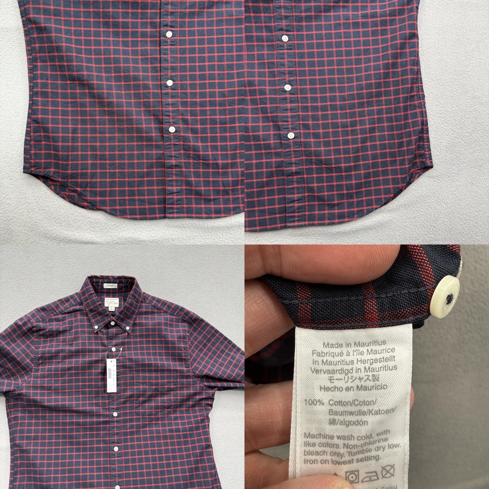 J.Crew VINTAGE J.CREW Shirt Mens Medium Navy Red Check Classic Fit American Pima Cotton Size US M / EU 48-50 / 2 - 8 Thumbnail