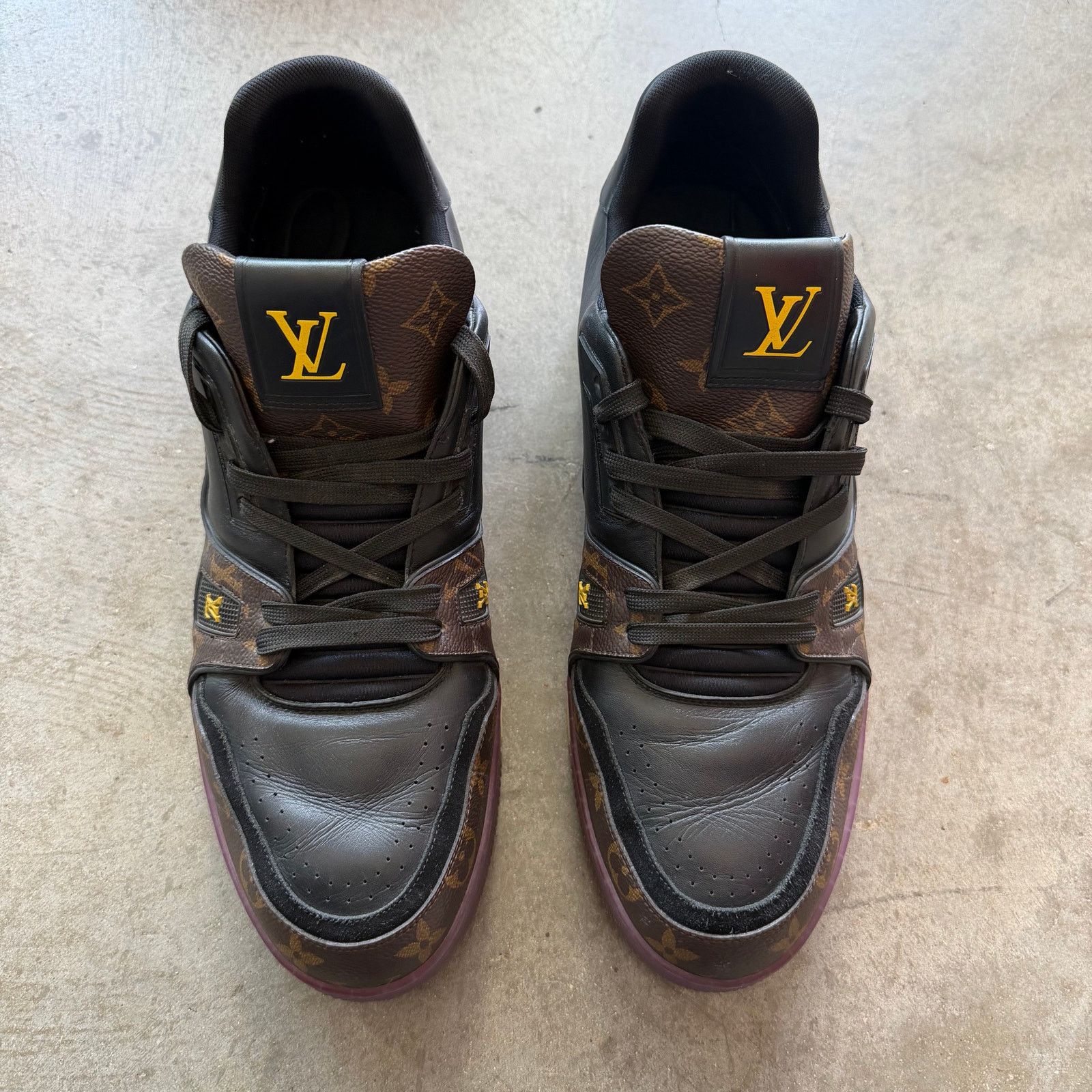 Louis Vuitton Louis Vuitton Trainer Brown Monogram Yellow Purple Size US 12.5 / EU 45-46 - 4 Thumbnail