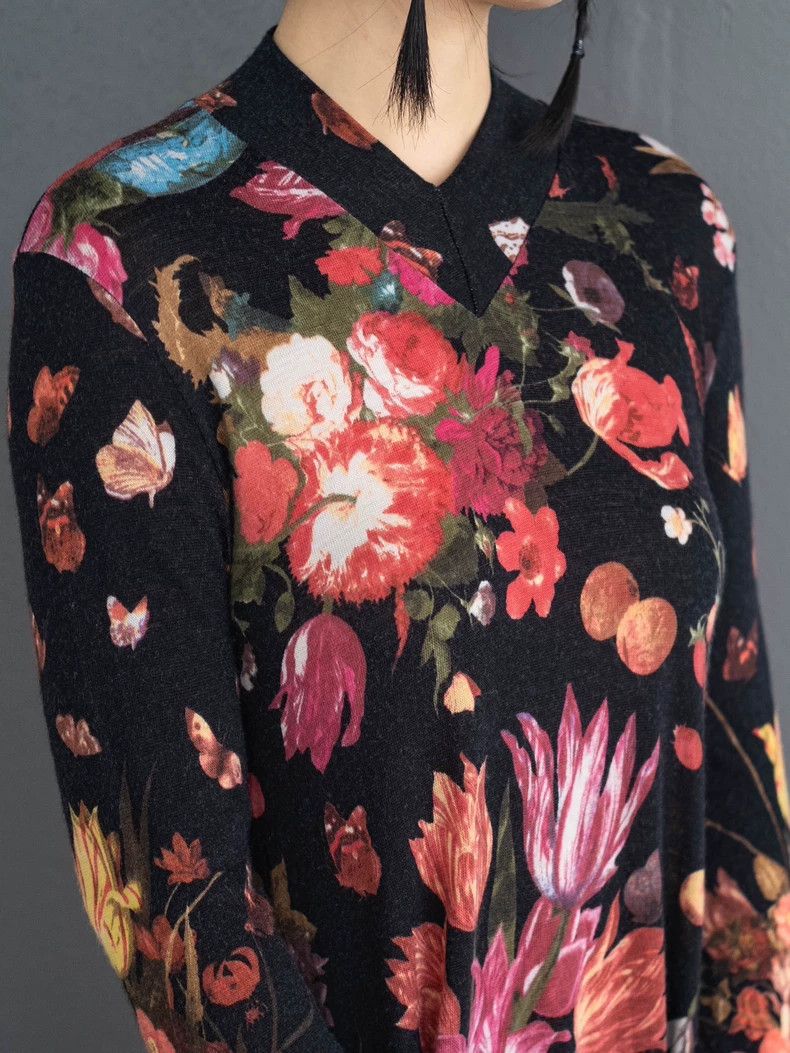 Kenzo KENZO Floral, floral, fruit elastic knit dress vintage Size L / US 10 / IT 46 - 6 Thumbnail