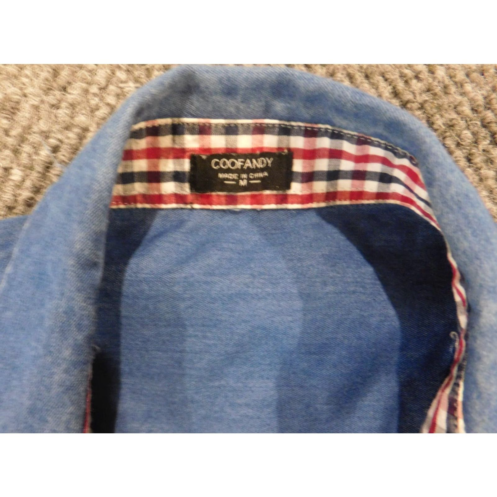 Denime Coofandy Mens Shirt Medium Blue Soft denim Button Up Short Sleeve Henley Button-Down Collar Casual Logo Western All Seasons Regular Men's Shirt Size US M / EU 48-50 / 2 - 5 Thumbnail