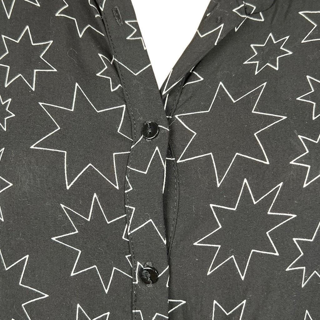 Zara Zara Woman Premium Denim Collection Star Print Shirt Dress Black White XS (050) Size XS / US 0-2 / IT 36-38 - 3 Thumbnail