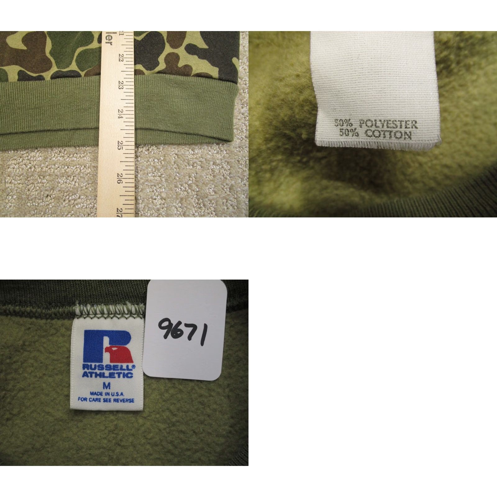 Russell Athletic VINTAGE Russell Athletic Crewneck Shirt Mens M Green Frog Skin Camo USA 90s Outdoor Logo Sweater Pullover Size US M / EU 48-50 / 2 - 8 Thumbnail