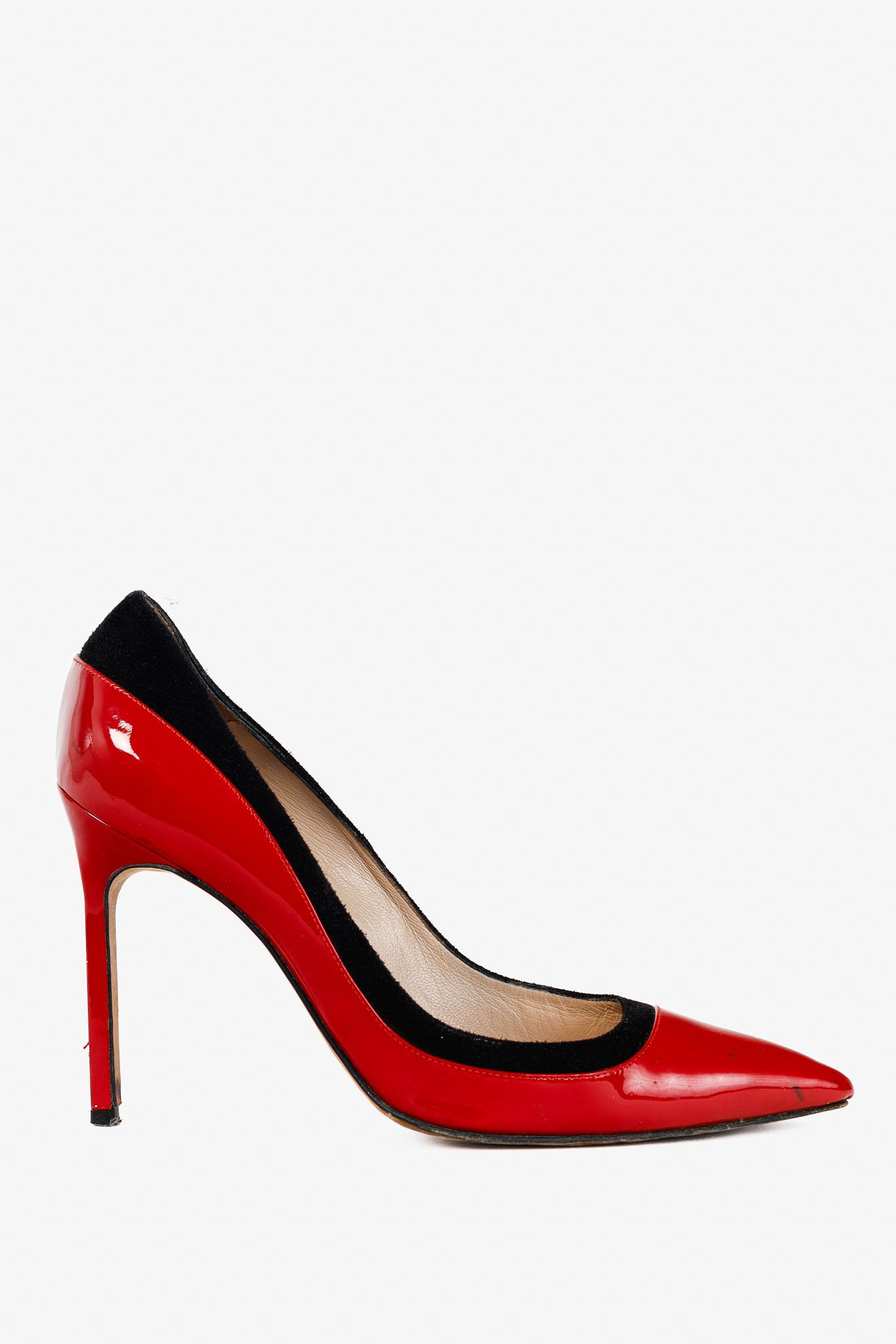 Manolo Blahnik Manolo Blahnik Pretati Red Patent & Suede Pumps Size US 7.5 / IT 37.5 - 1 Thumbnail