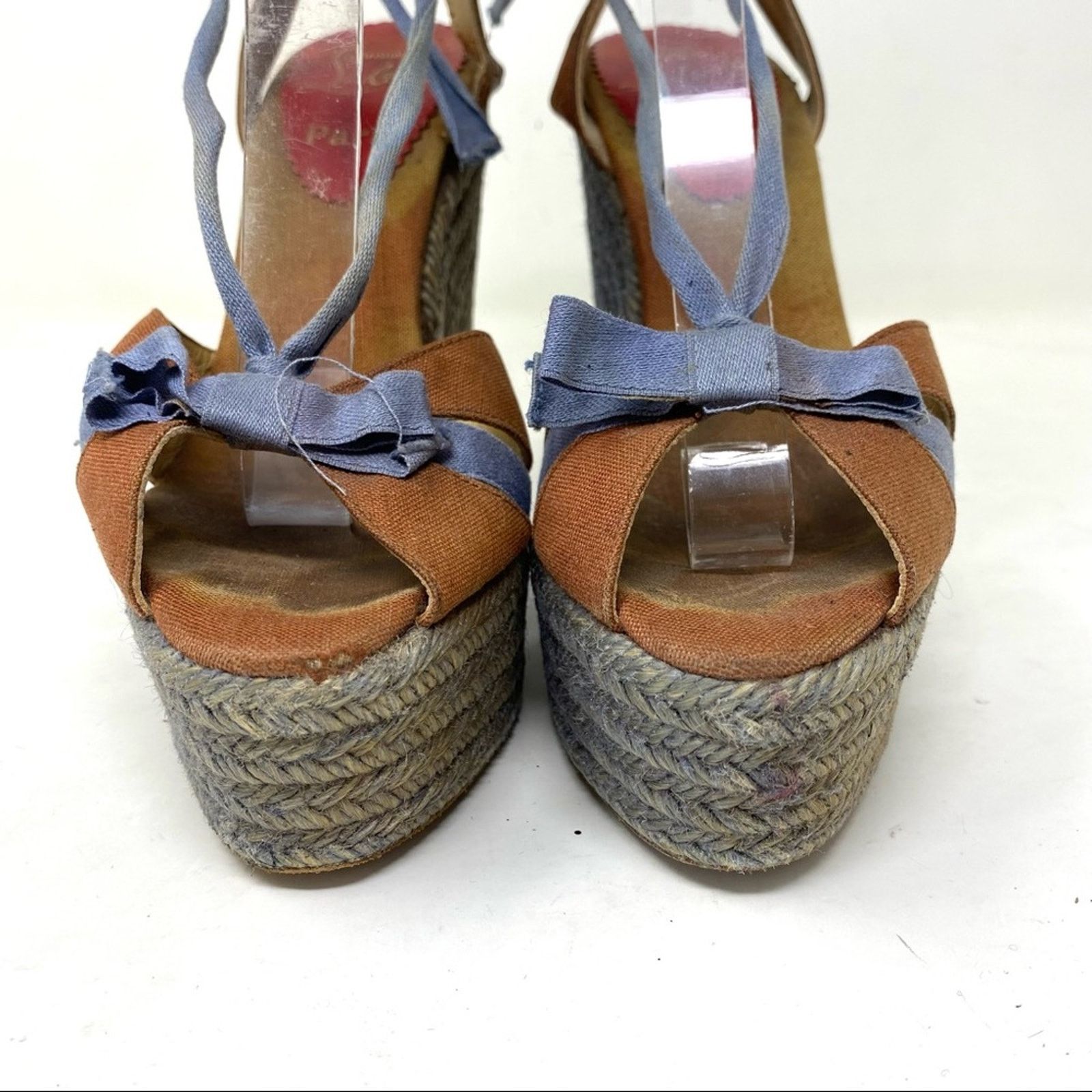 Christian Louboutin Christian Louboutin blue espadrille wedge gladiator sandals Size US 5 / IT 35 - 2 Thumbnail