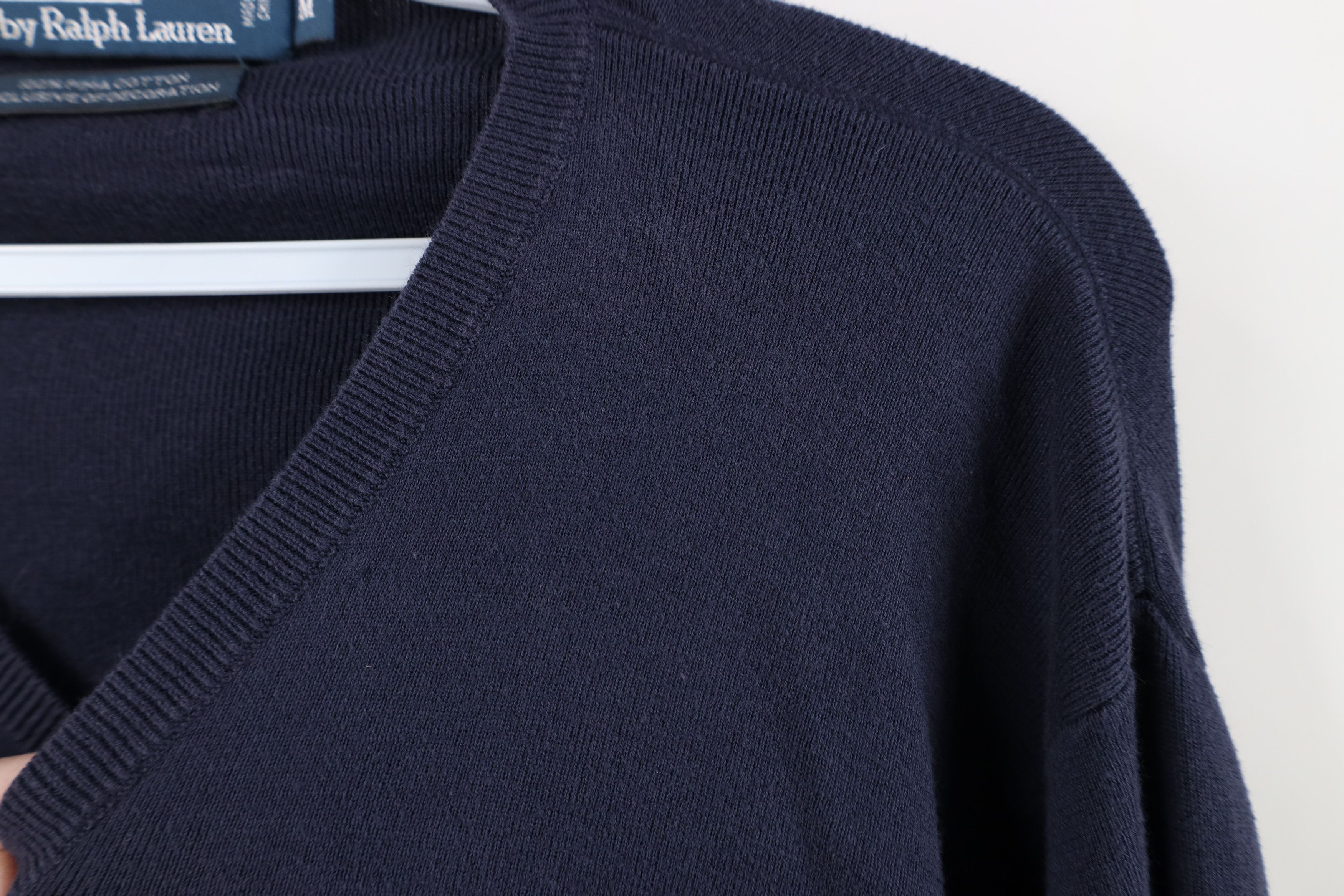 Ralph Lauren Vintage 90s Ralph Lauren Cotton Knit V-Neck Sweater Blue Size US M / EU 48-50 / 2 - 5 Thumbnail