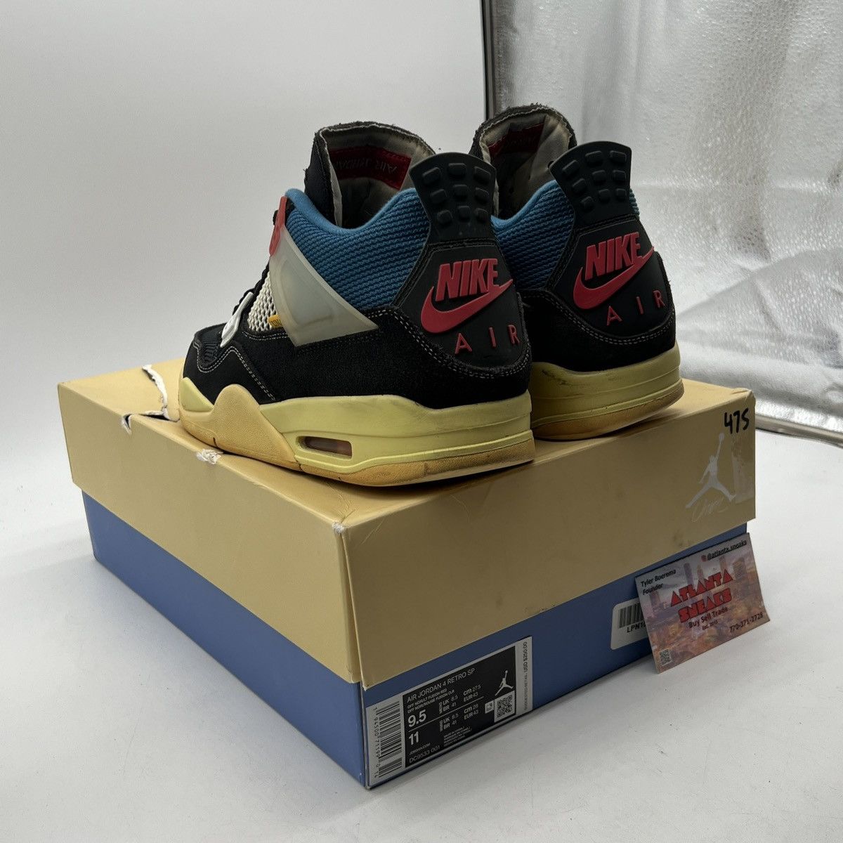 Jordan Brand Union la x air Jordan 4 off noir Size US 9.5 / EU 42-43 - 4 Thumbnail