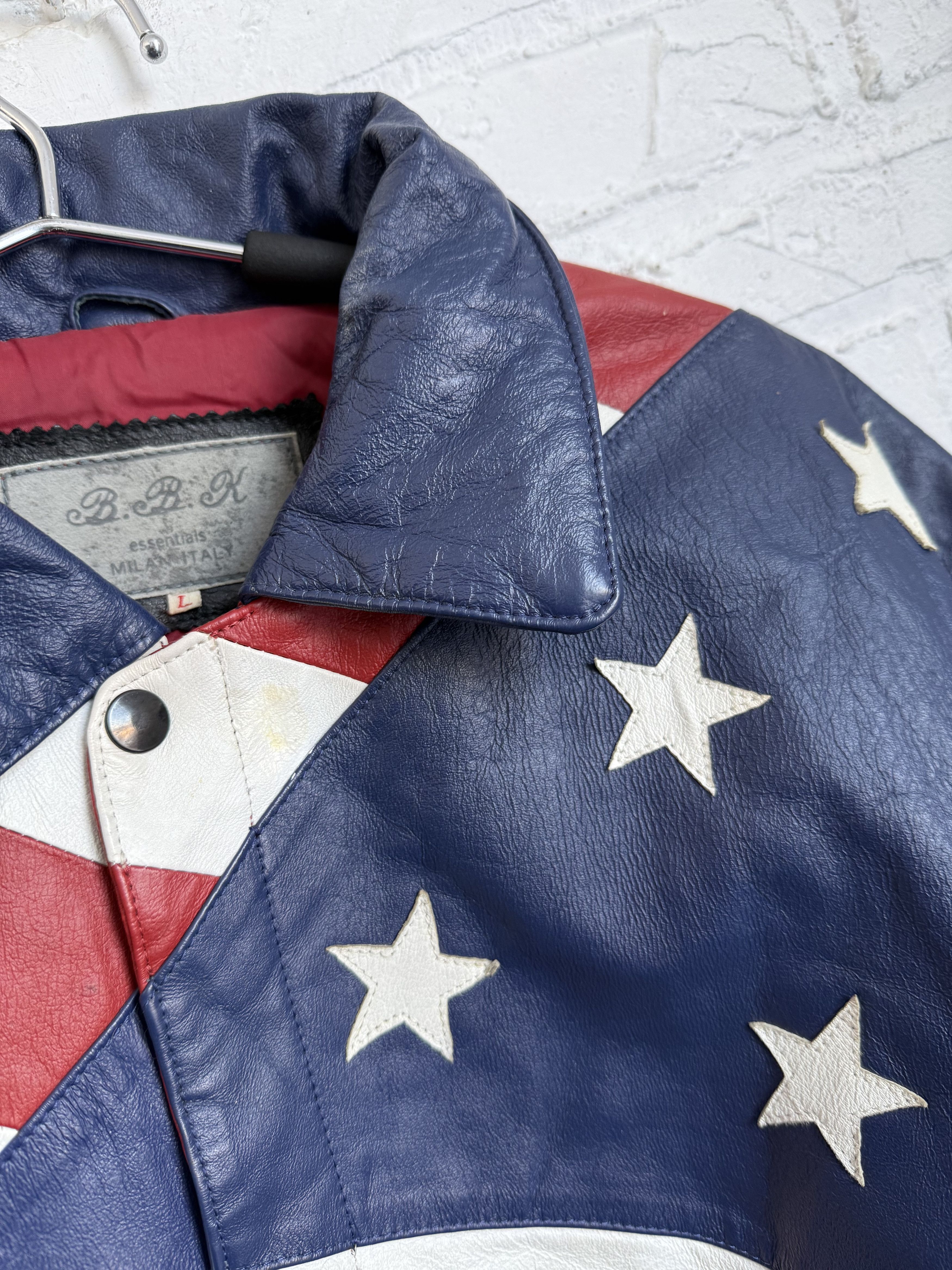 Genuine Leather Vintage 90s Italian Leather Bomber Jacket Eagle USA FLAG Size US L / EU 52-54 / 3 - 11 Thumbnail