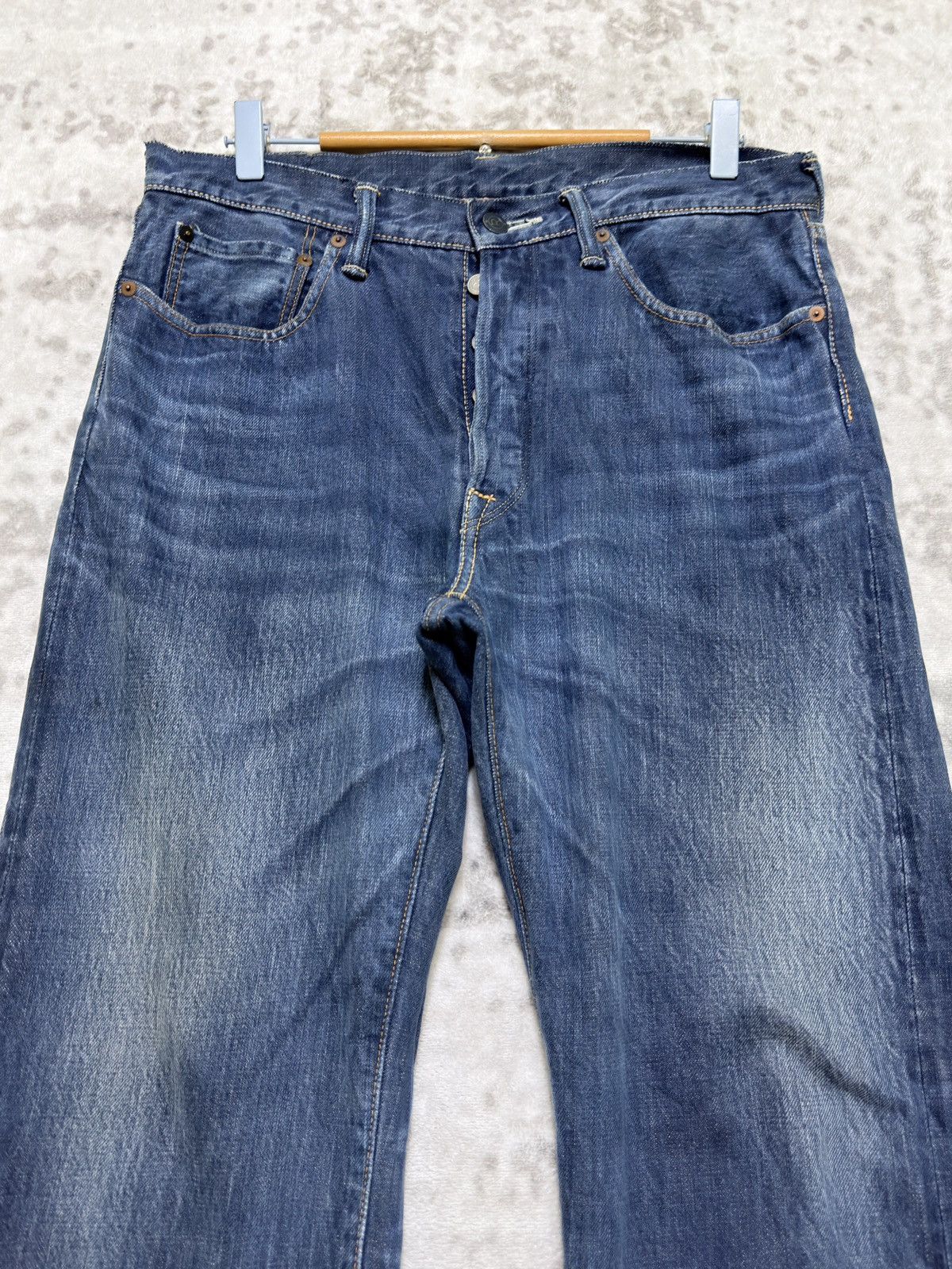 45rpm Vintage 45RPM Selvedge Indigo Button Fly Fade Denim Jeans Size US 32 / EU 48 - 3 Thumbnail