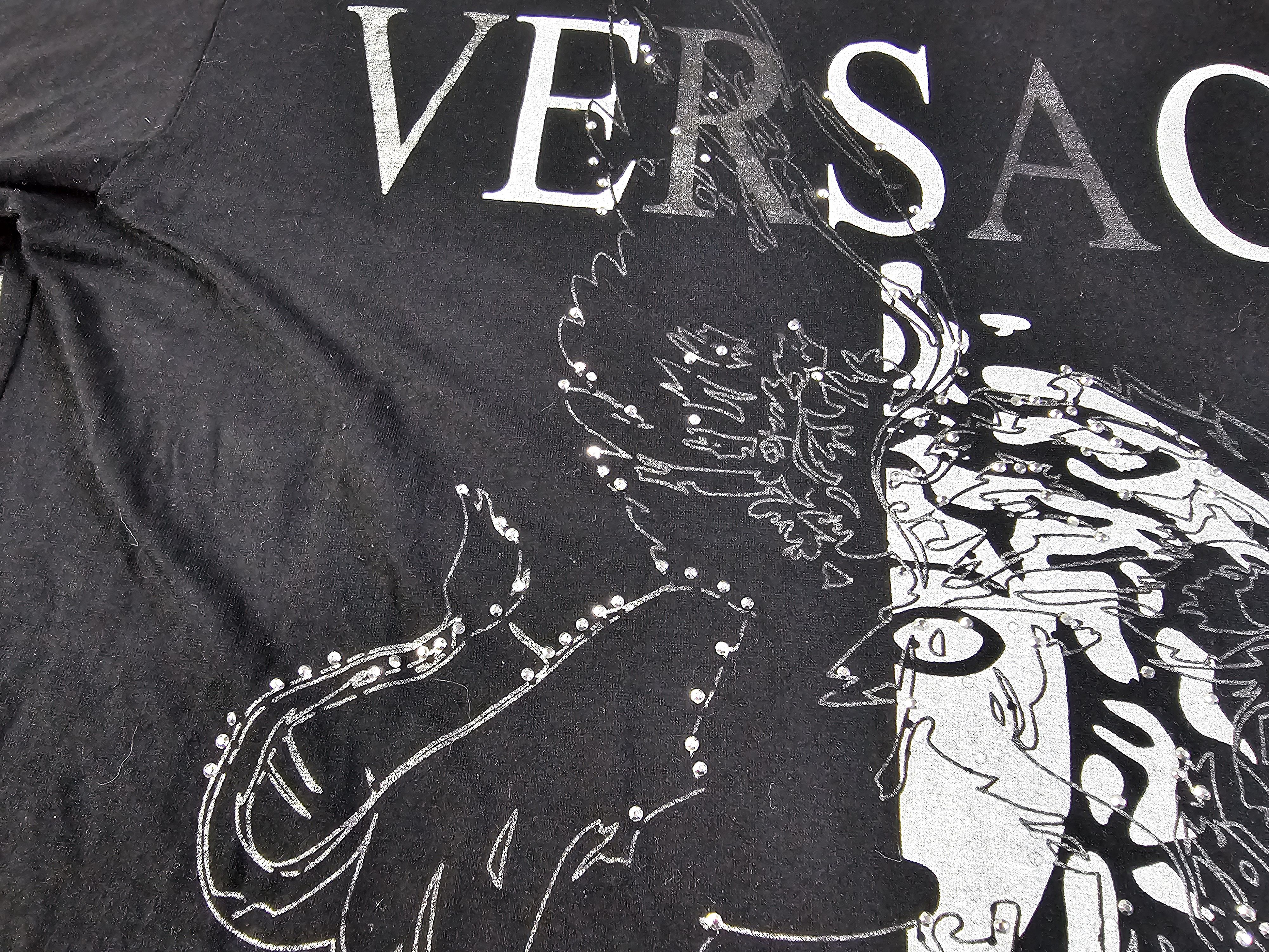Versace Versace Classic 90s Medusa Rhinestone Black Long Sleeve Top Size L / US 10 / IT 46 - 3 Thumbnail