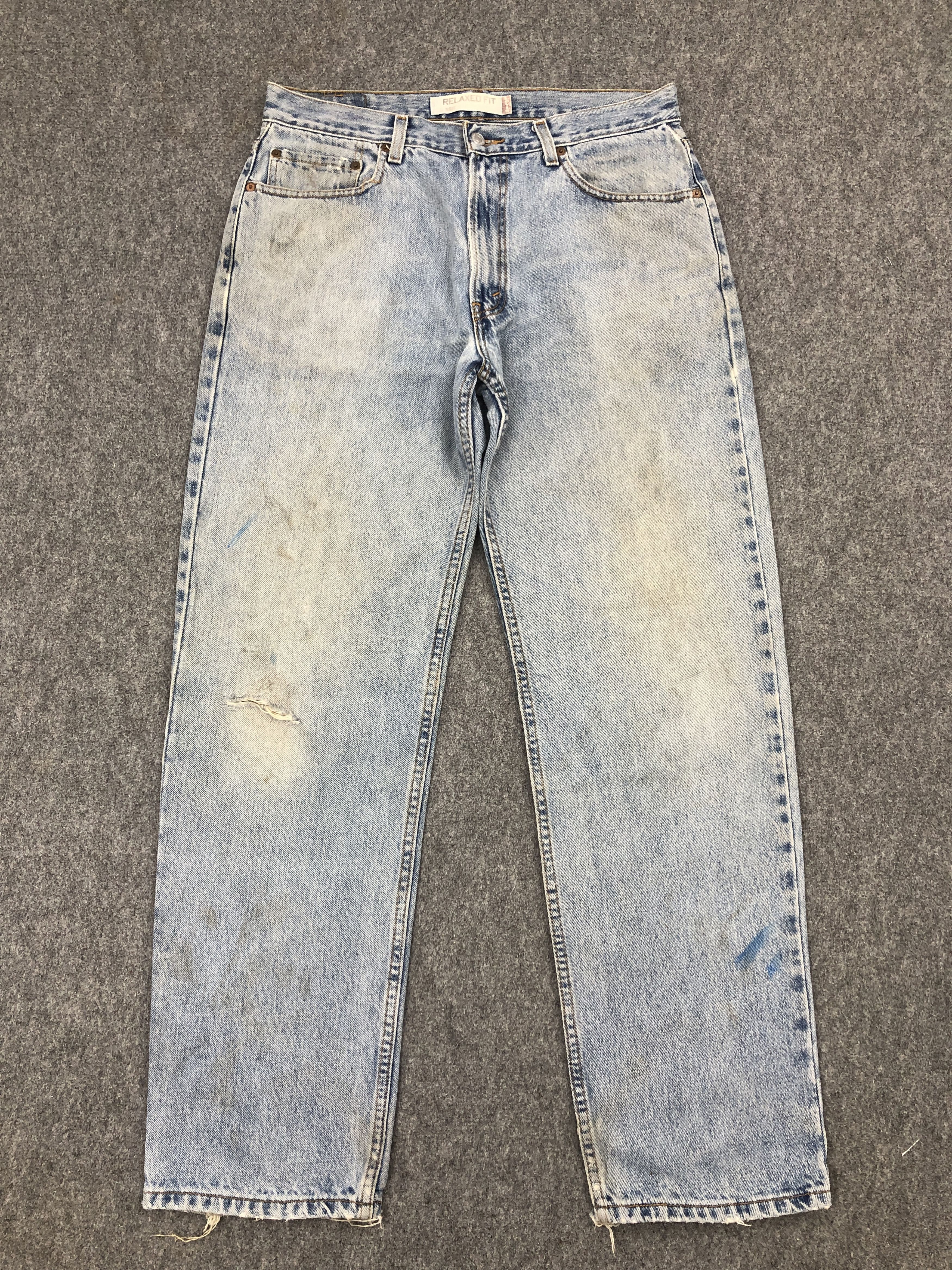 image of Rusty Vintage Levis 550 Faded Blue Jeans in Blue Denim, Men's (Size 34)