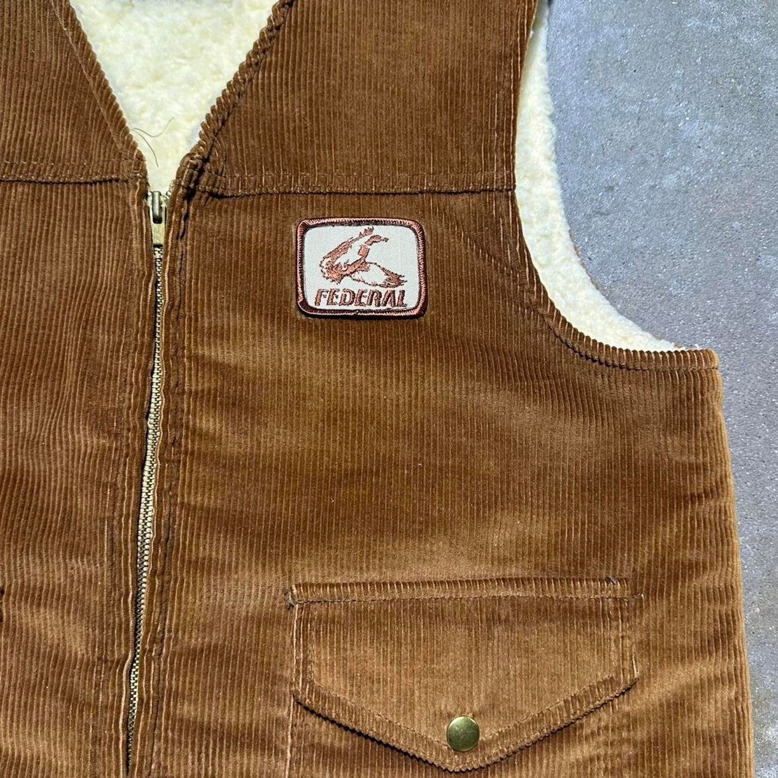 Hanes Vintage 80s Federal Corduroy Sherpa Lined Vest Medium Tan Size US M / EU 48-50 / 2 - 2 Thumbnail