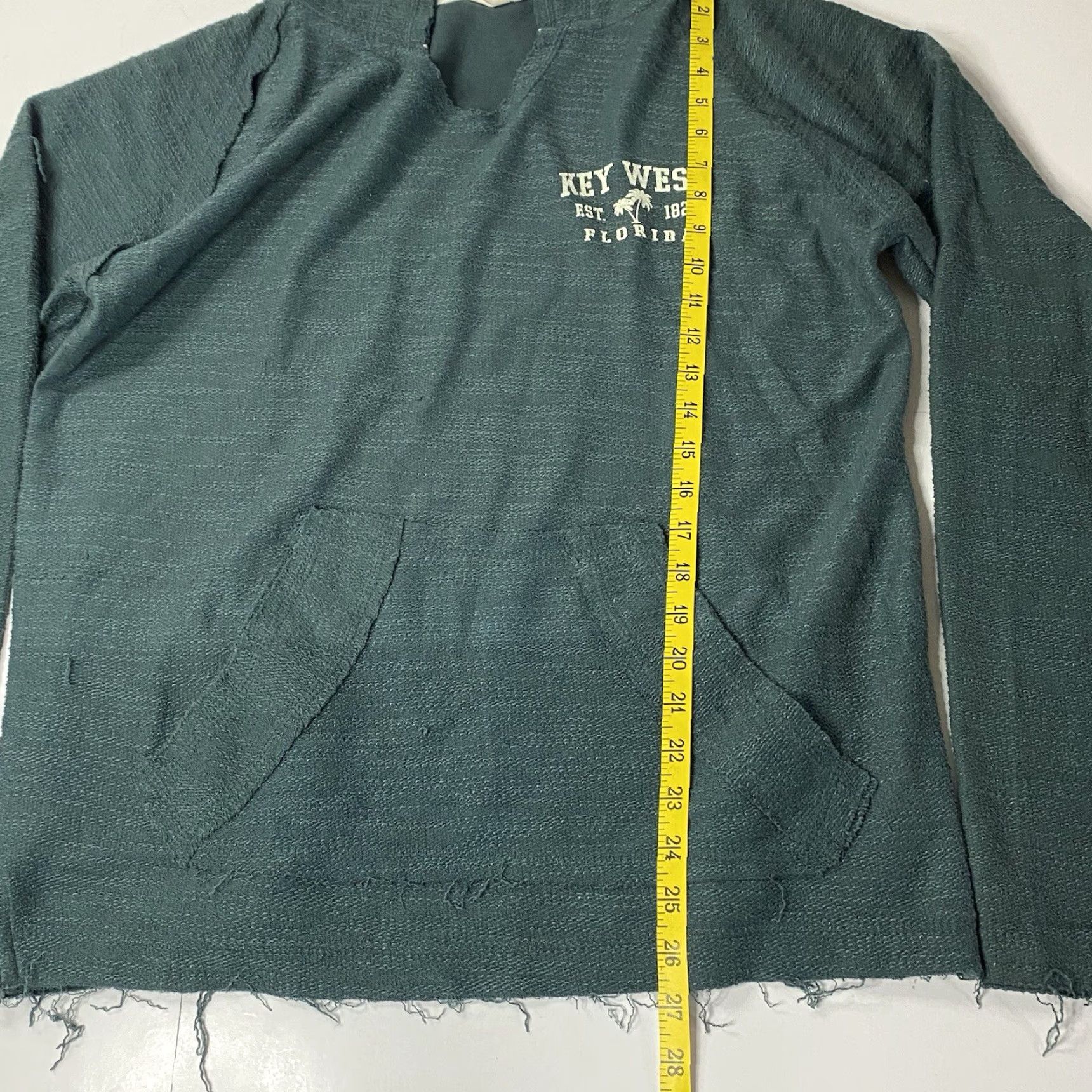 Vintage VINTAGE Key West Hooded Sweatshirt Light Weight Grunge Distress Look Small S Unisex Adults Green Hoodie Pockets Casual Mens Womens Girls Boys Size US S / EU 44-46 / 1 - 6 Thumbnail