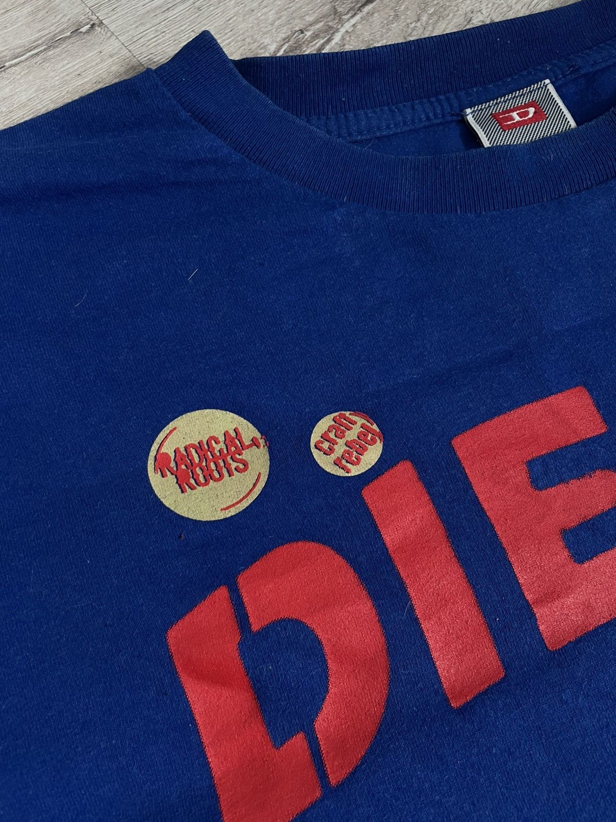 Diesel × Vintage Vintage 90s Diesel Red Big Logo Tee With Face Y2k Opium Size US XL / EU 56 / 4 - 5 Thumbnail