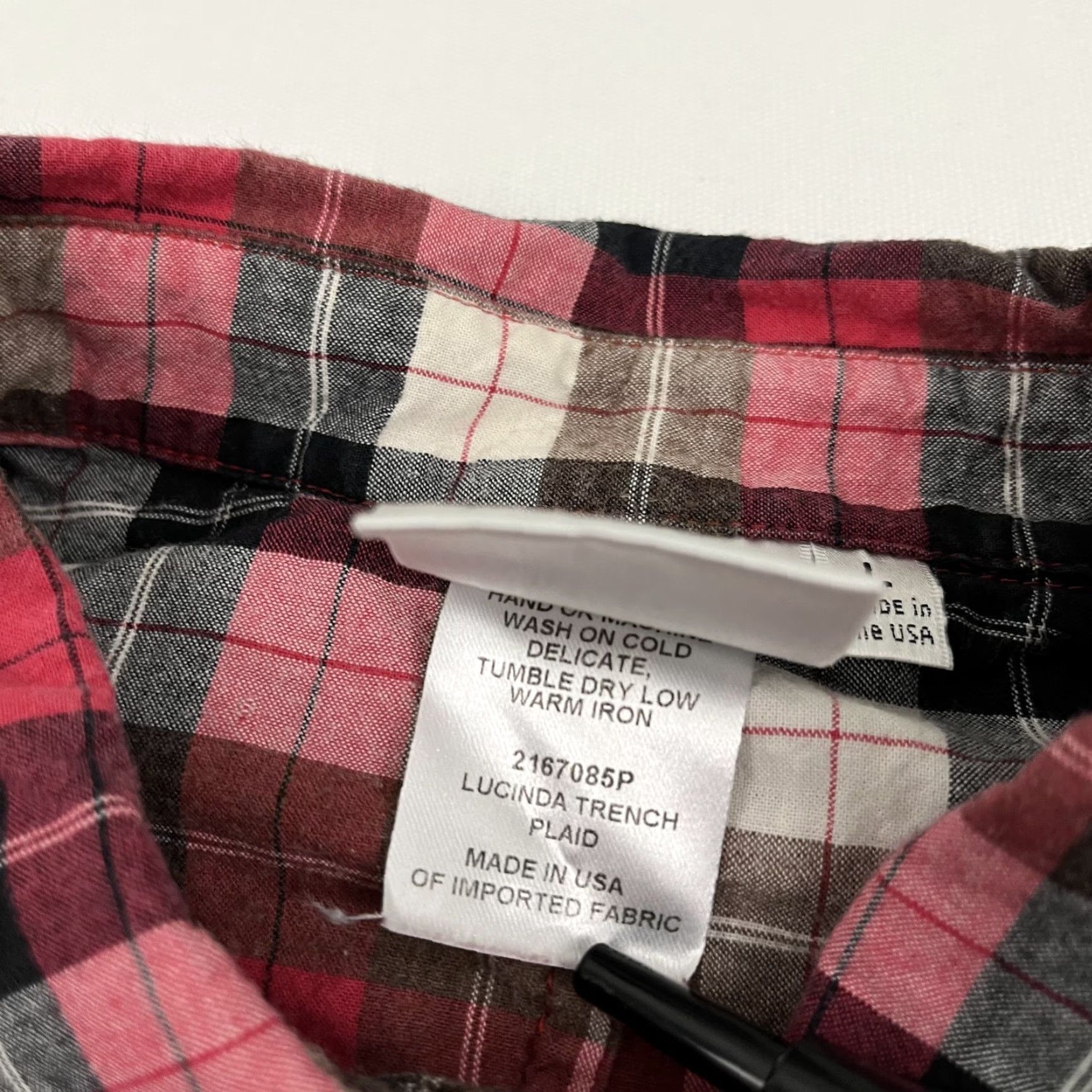 VINTAGE? No — Finley Button Up Shirt Womens Large Lucinda Trench Plaid Flannel Blouse