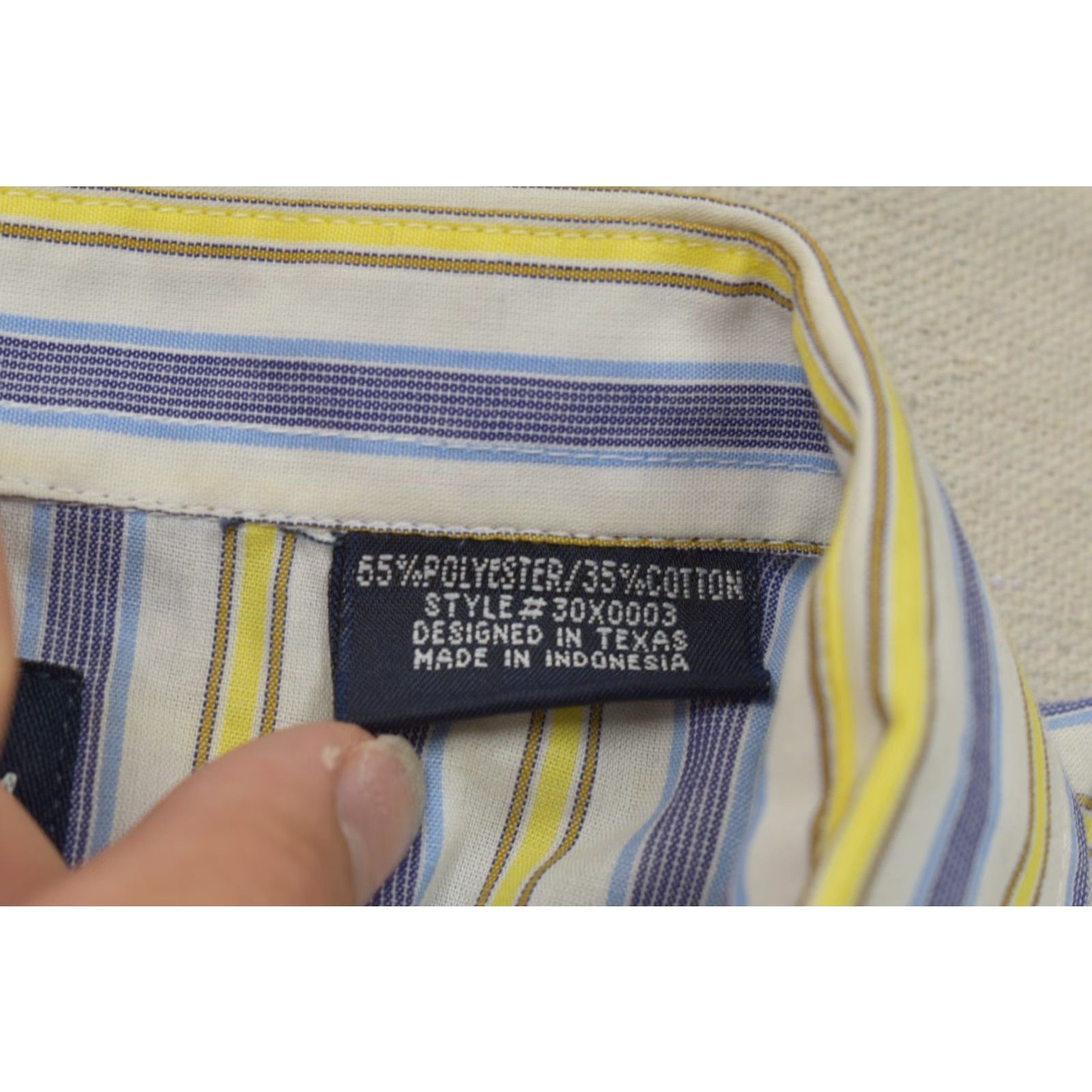 Vintage Panhandle Slim Men's Western Shirt Striped Long Sleeve Pearl Snap Size 20 38 Blue Cotton Button-Down Collar Dress Shirt Casual Mens Size US XXL / EU 58 / 5 - 7 Thumbnail