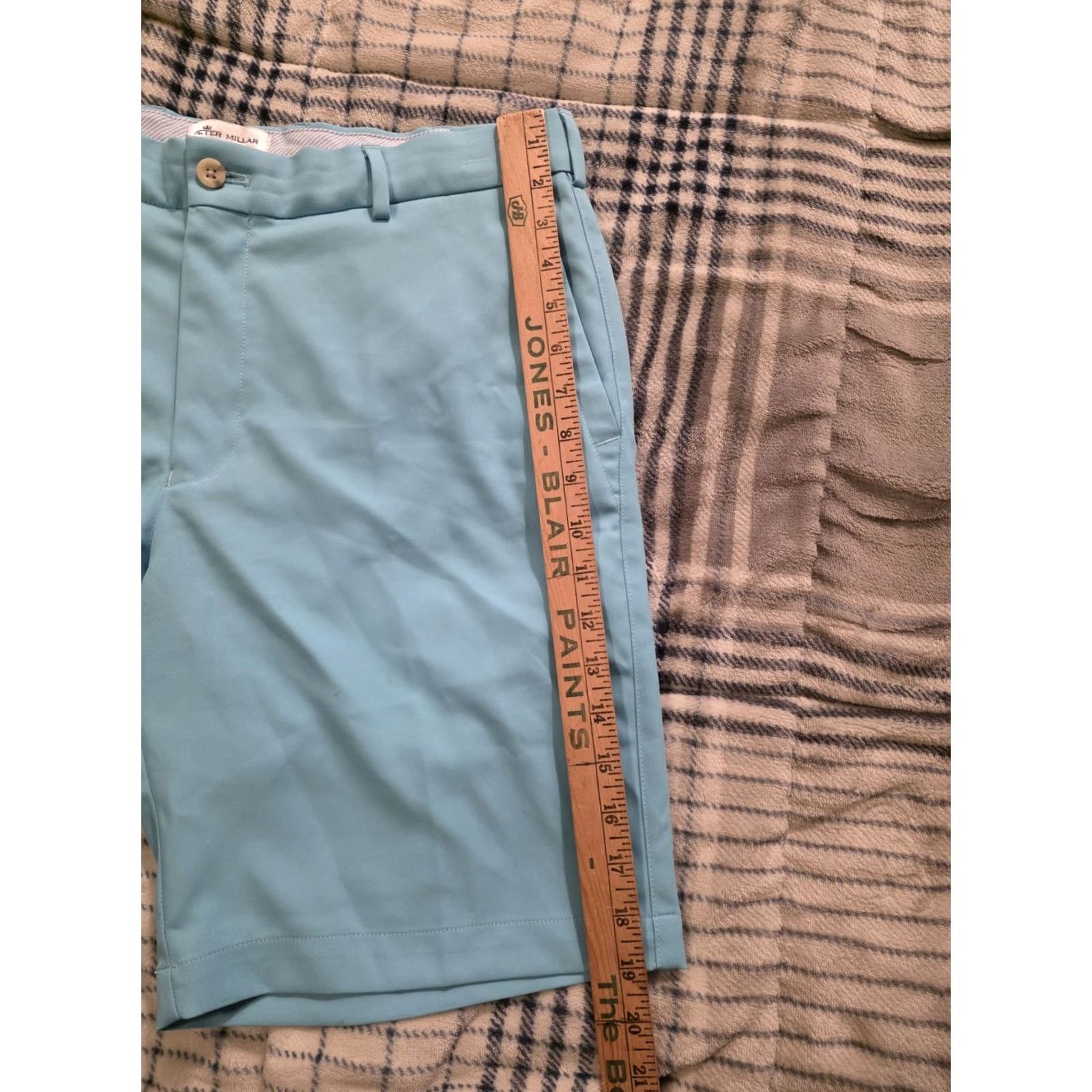 Peter Millar Peter Millar Salem Performance Golf Shorts Light Blue Men's 34 9 Inseam Flat Front Zip Pockets Stretch Chino Shorts Casual Summer 9" Inseam Mens Size US 34 / EU 50 - 7 Thumbnail