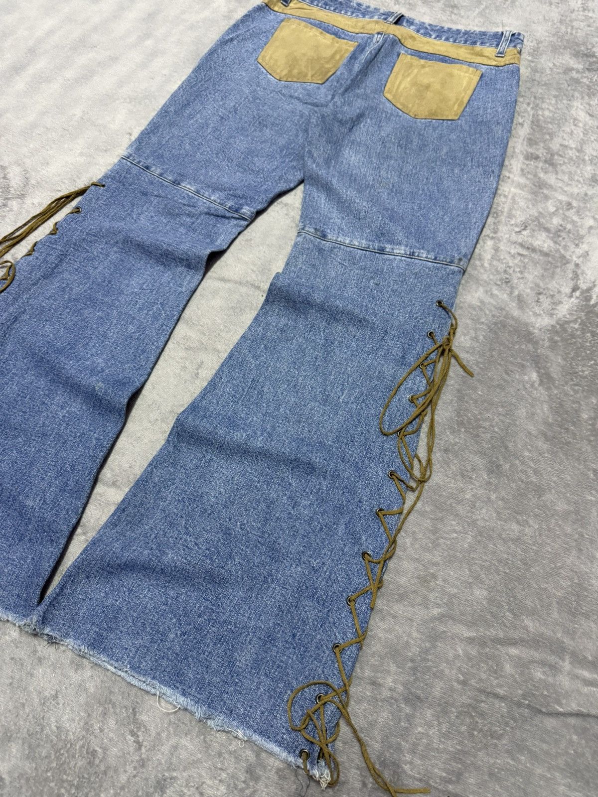5351 POUR LES HOMMES × Japanese Brand × Tornado Mart Romantic Mocha Western Panel Lace Up Flared Jeans Size US 30 / EU 46 - 13 Thumbnail