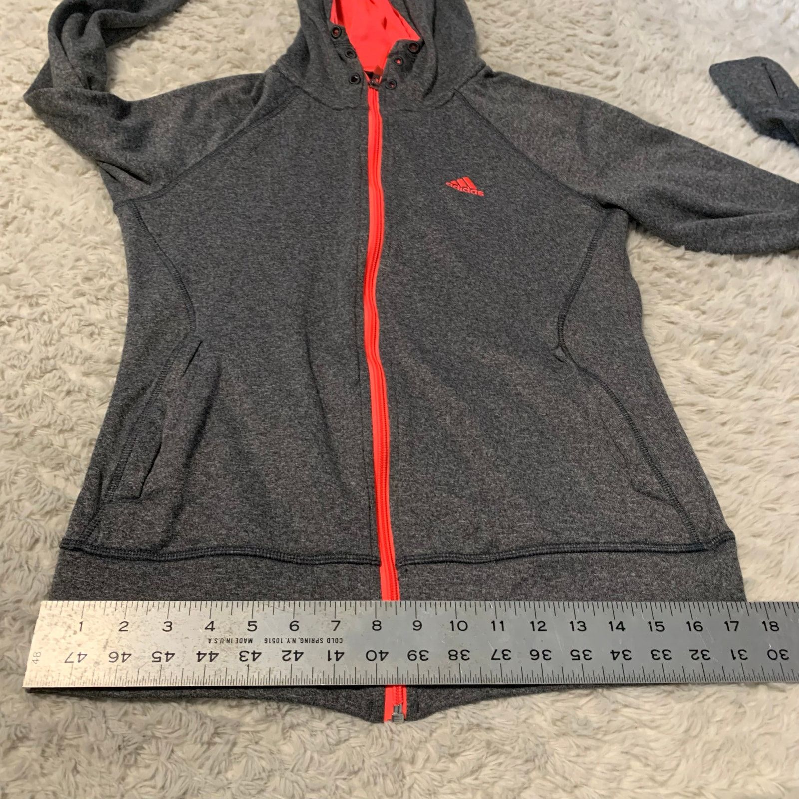 Adidas Adidas Climawarm Ultimate Hooded Zip-Up Gray Orange Full Zip Size S / US 4 / IT 40 - 8 Thumbnail