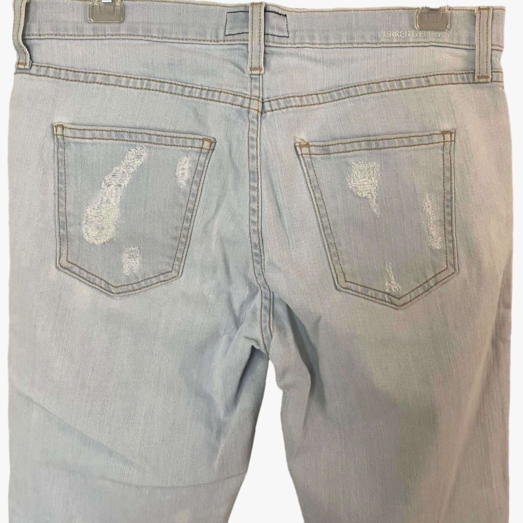 Vintage Current/Elliot The Fling Straight Leg Jeans Distressed Light Denim Women Size 26 Blue Cotton Blend Stretch 5-Pocket Jeans Womens Size 26" / US 2 / IT 38 - 6 Thumbnail