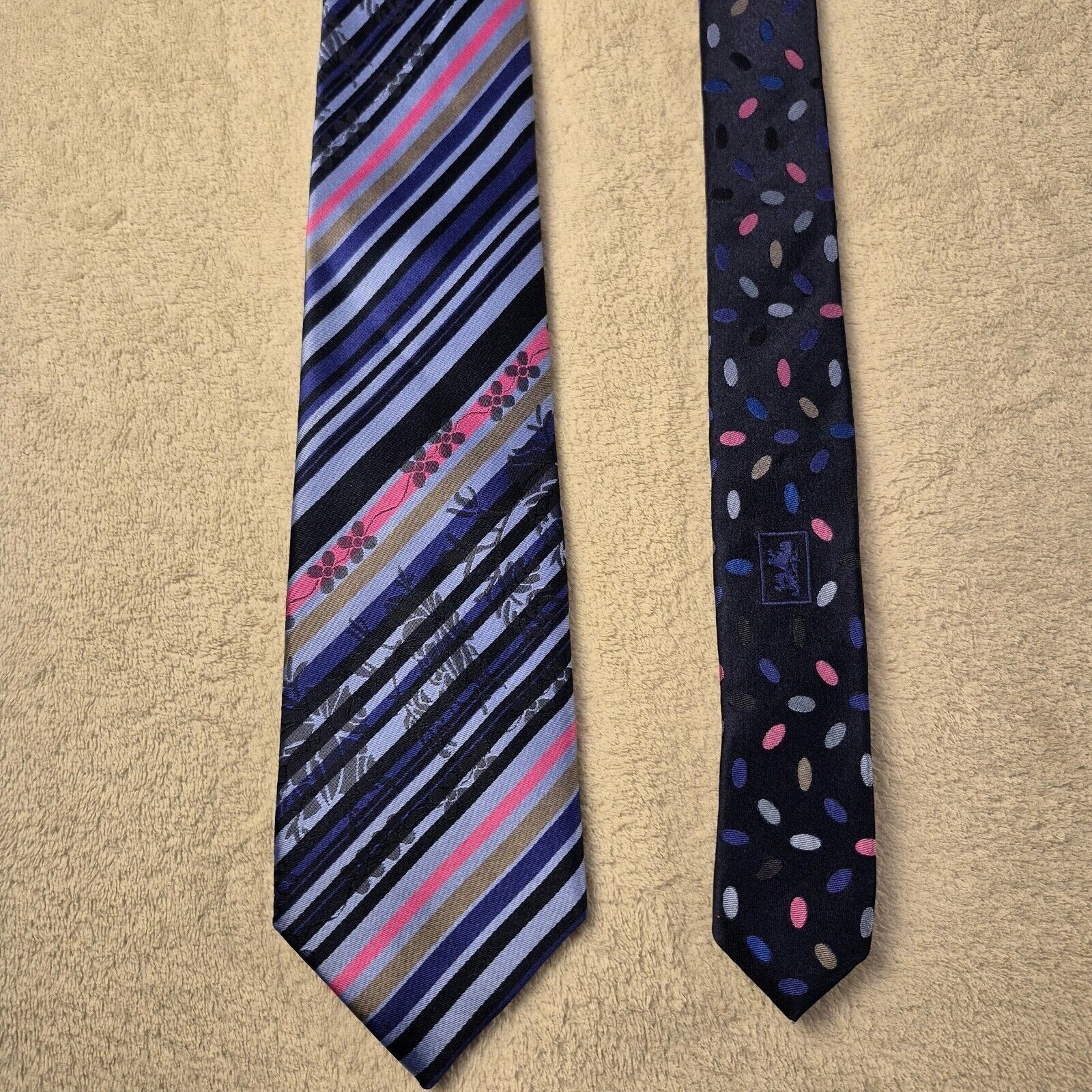 BUGATCHI Bugatchi Repp Stripe Silk Necktie Italian Blue Pink Tie Size ONE SIZE - 7 Thumbnail