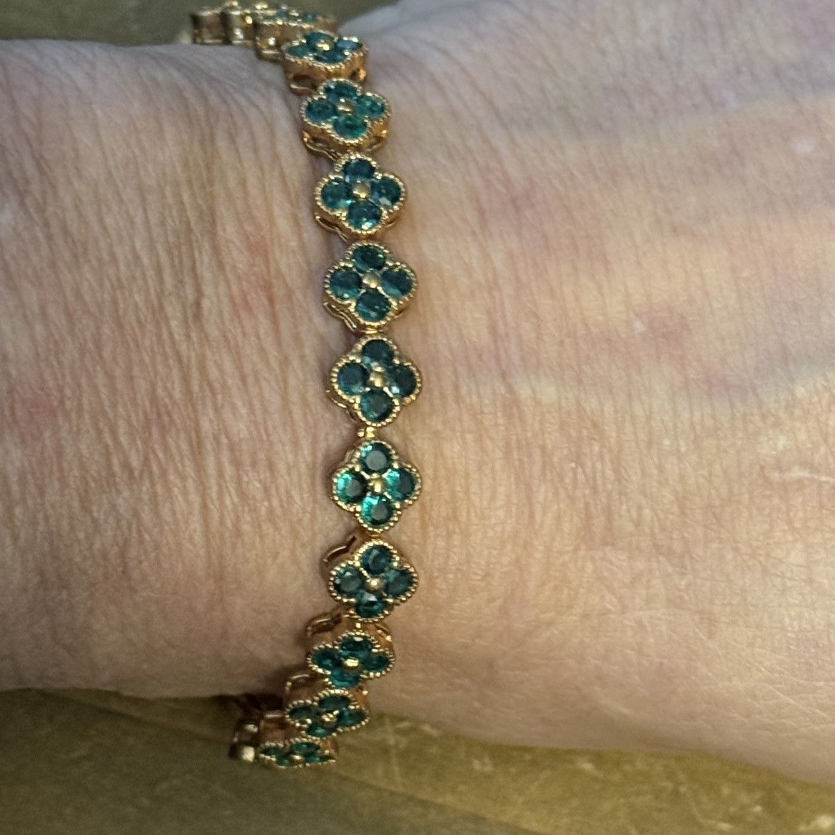 Other Gold tone emerald clovers tennis bracelet Size ONE SIZE - 2 Thumbnail