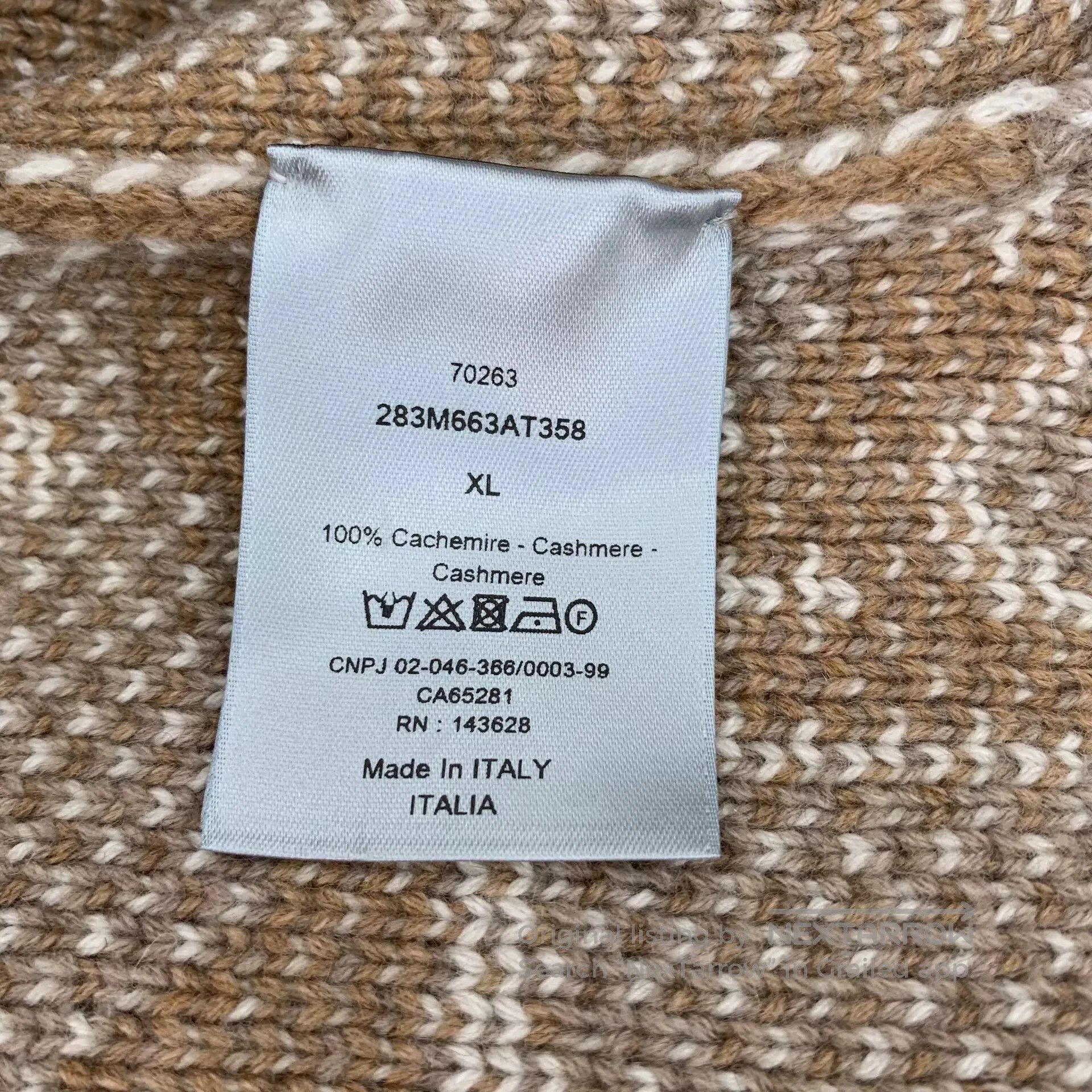Dior brown logo printed cashmere knit sweater. Size US XL / EU 56 / 4 - 7 Thumbnail