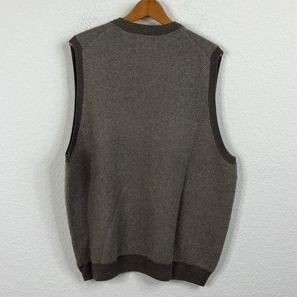 Nordstrom John W. Nordstrom Cashmere Brown Gray V Neck Herringbone Che Size US XL / EU 56 / 4 - 4 Thumbnail