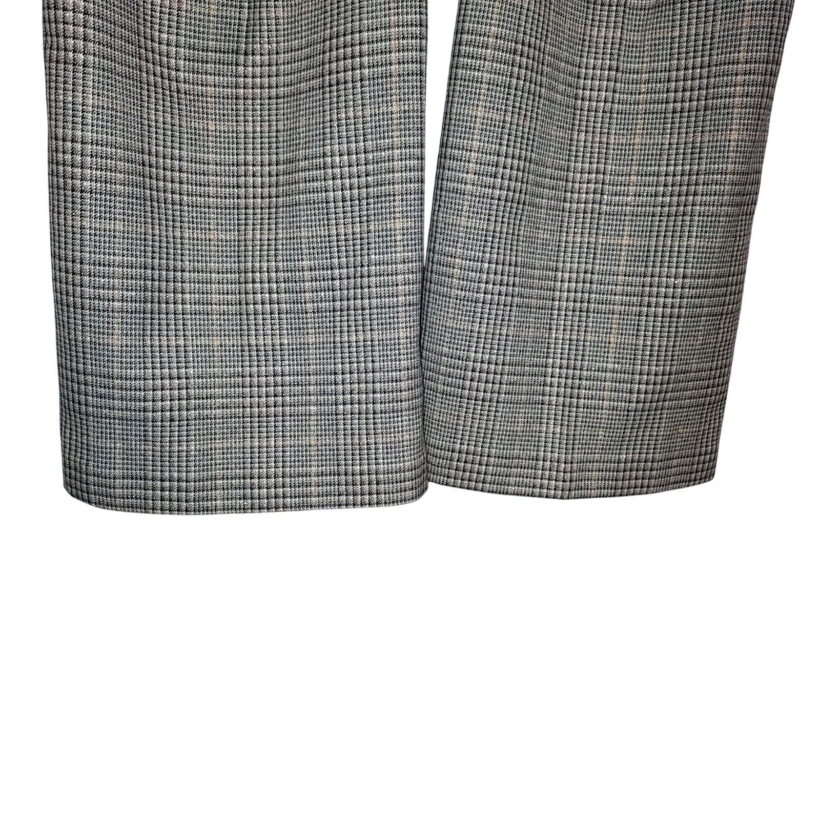 Chicos Chico's Metallic Plaid Gray Brown Gold Wide Trouser Pants Size 28" / US 6 / IT 42 - 3 Thumbnail